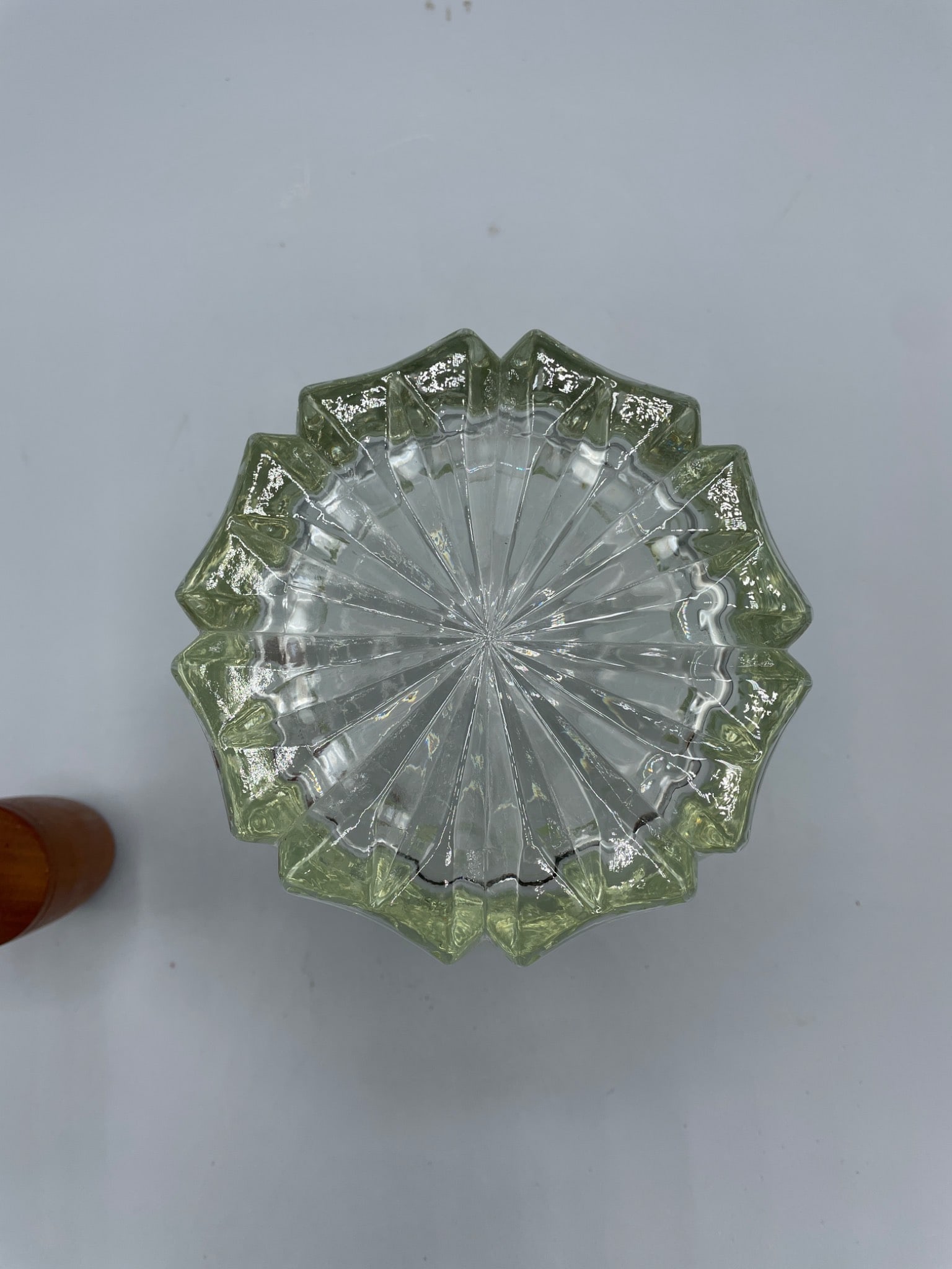 Clear Glass Bowl With Etched Design and Wooden Scoop - 4