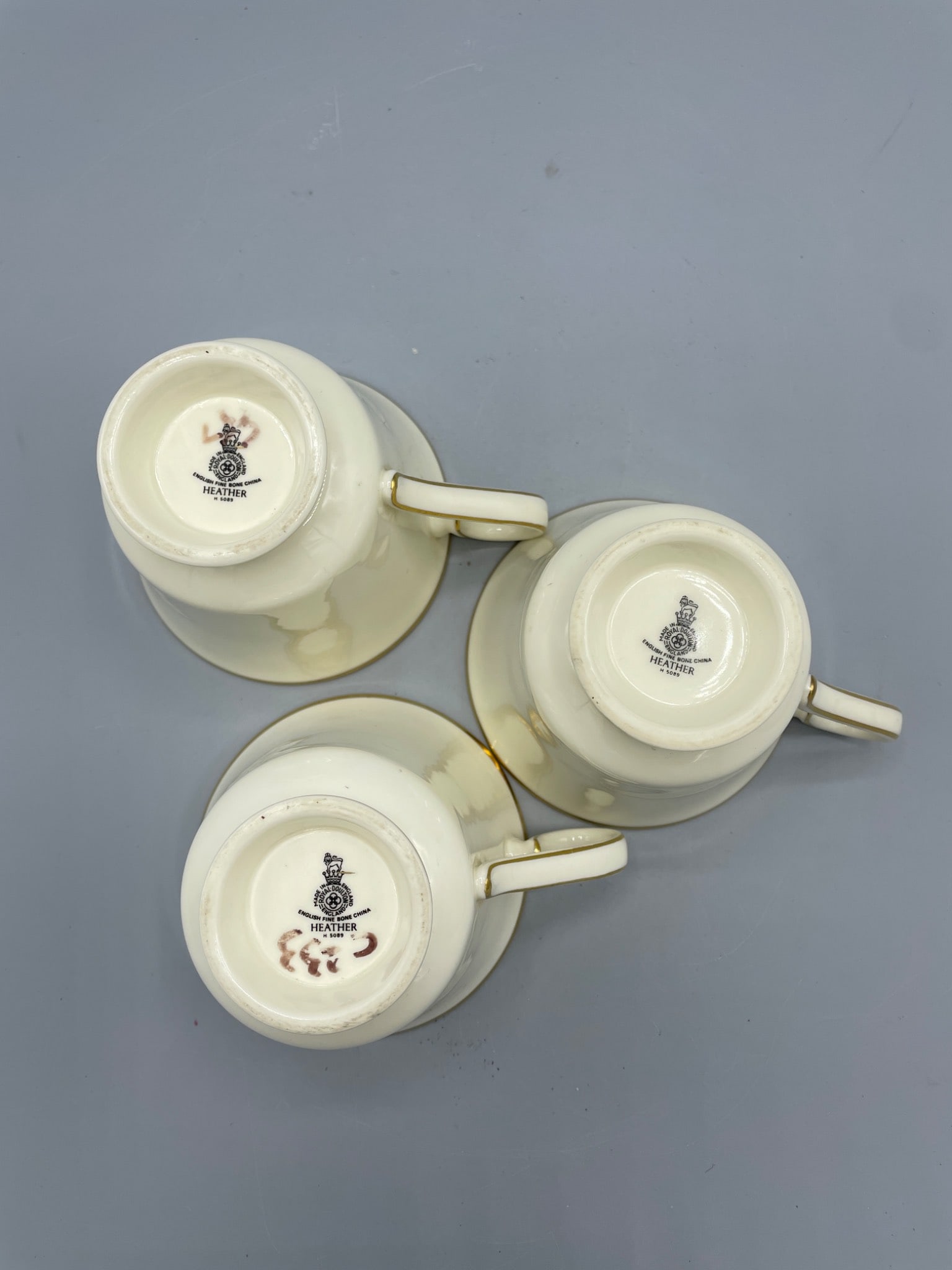 3 Royal Doulton Heather H5089 English Fine Bone China Teacups - 5