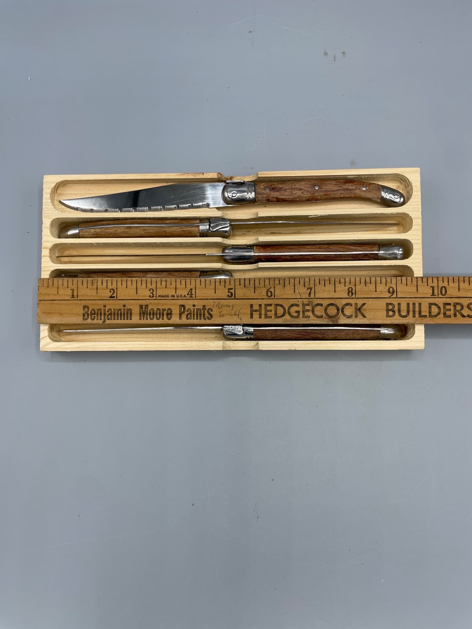 Laguiole Steak Knives with Wood Handles in Wooden Storage Box - 5