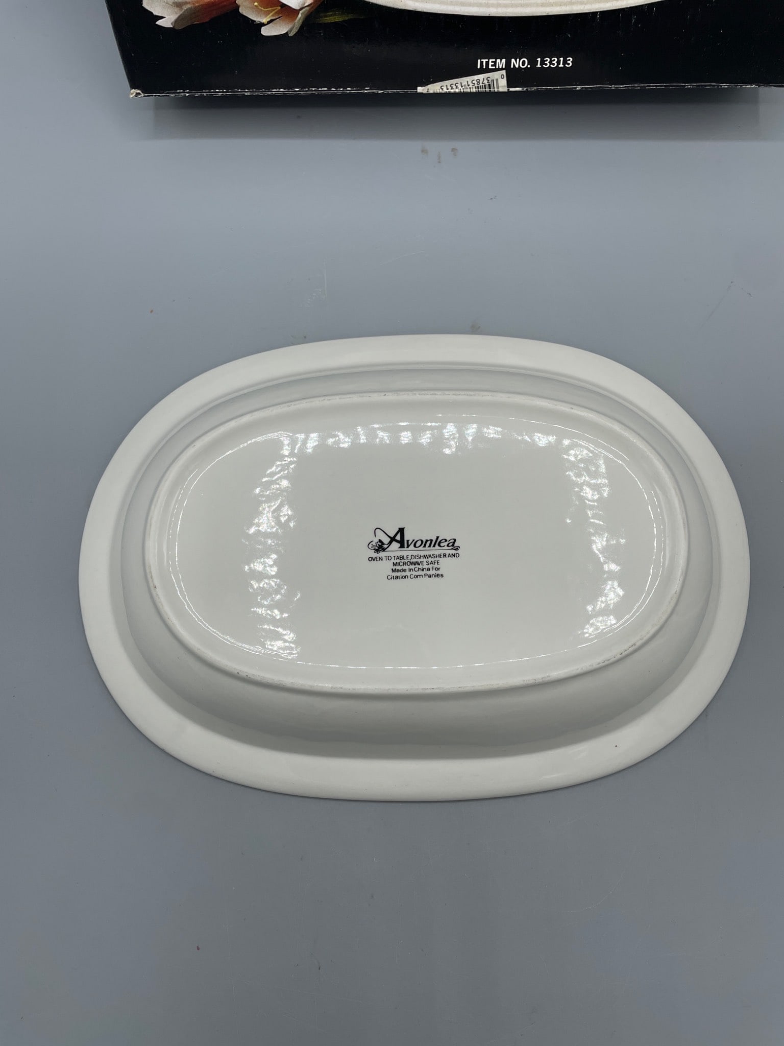 Avonlea Genuine Stoneware Oval Serving Bowl with Floral Design - 4