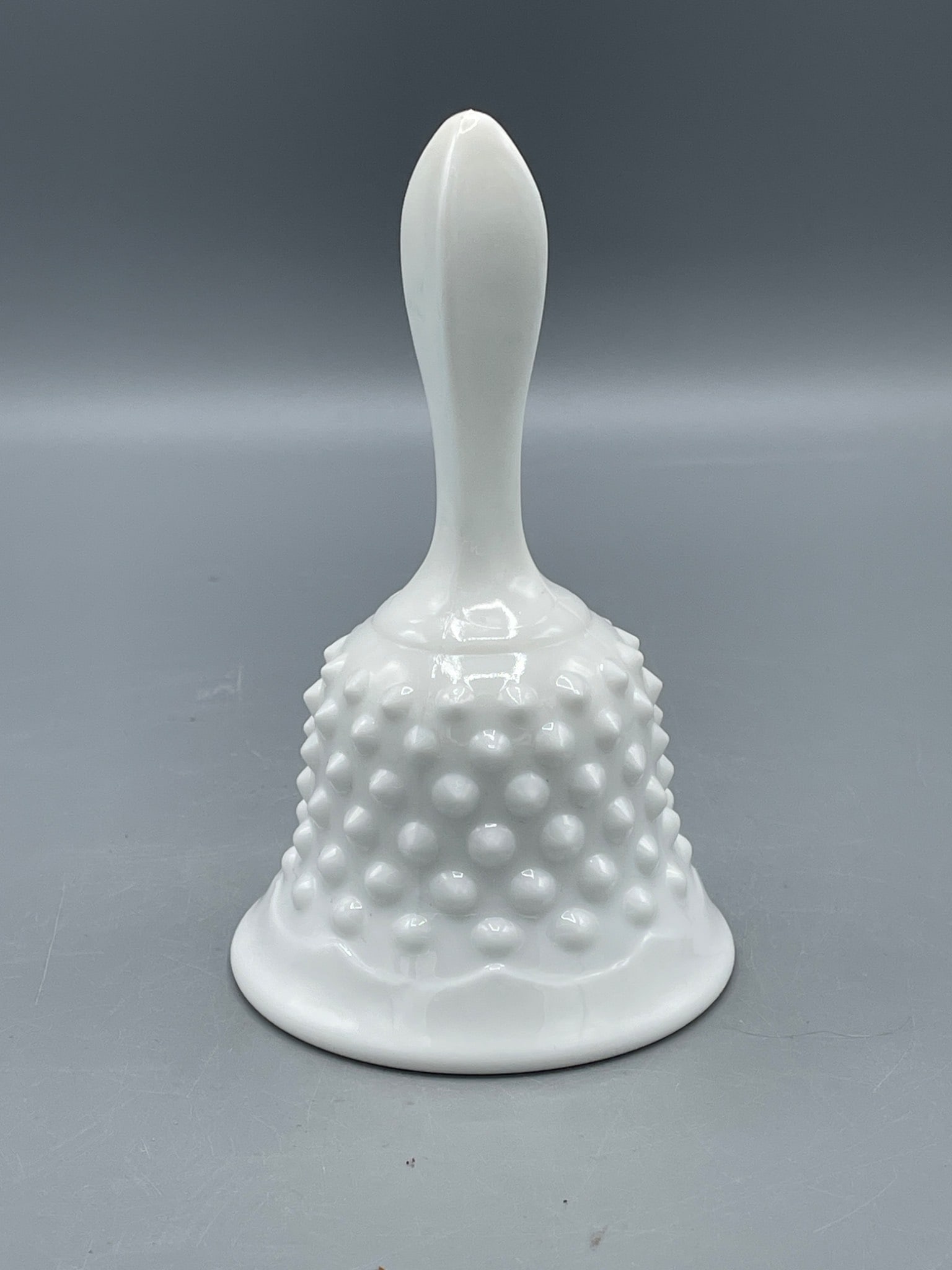 White Hobnail Milk Glass Bell with Clapper - 2