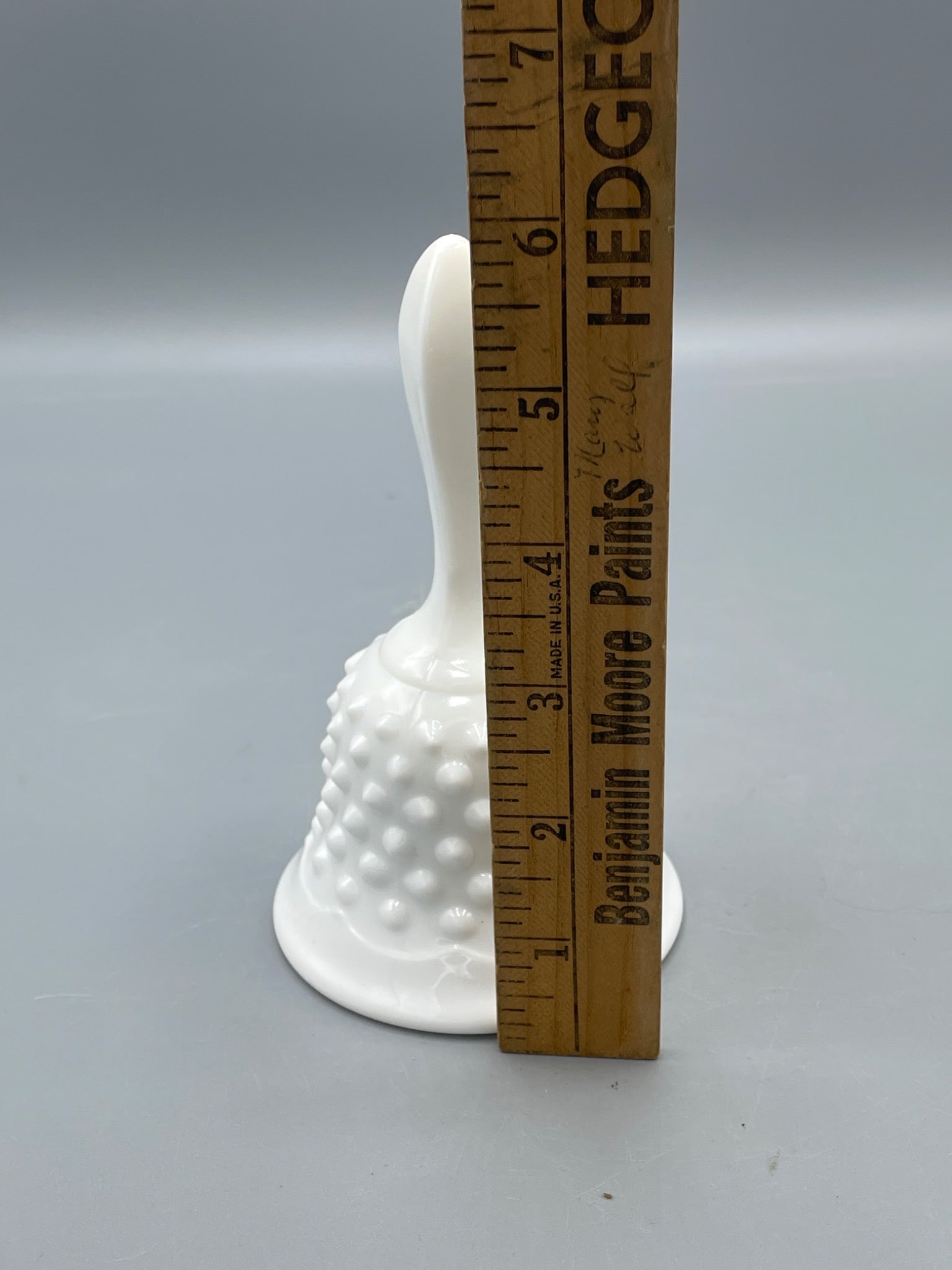 White Hobnail Milk Glass Bell with Clapper - 4