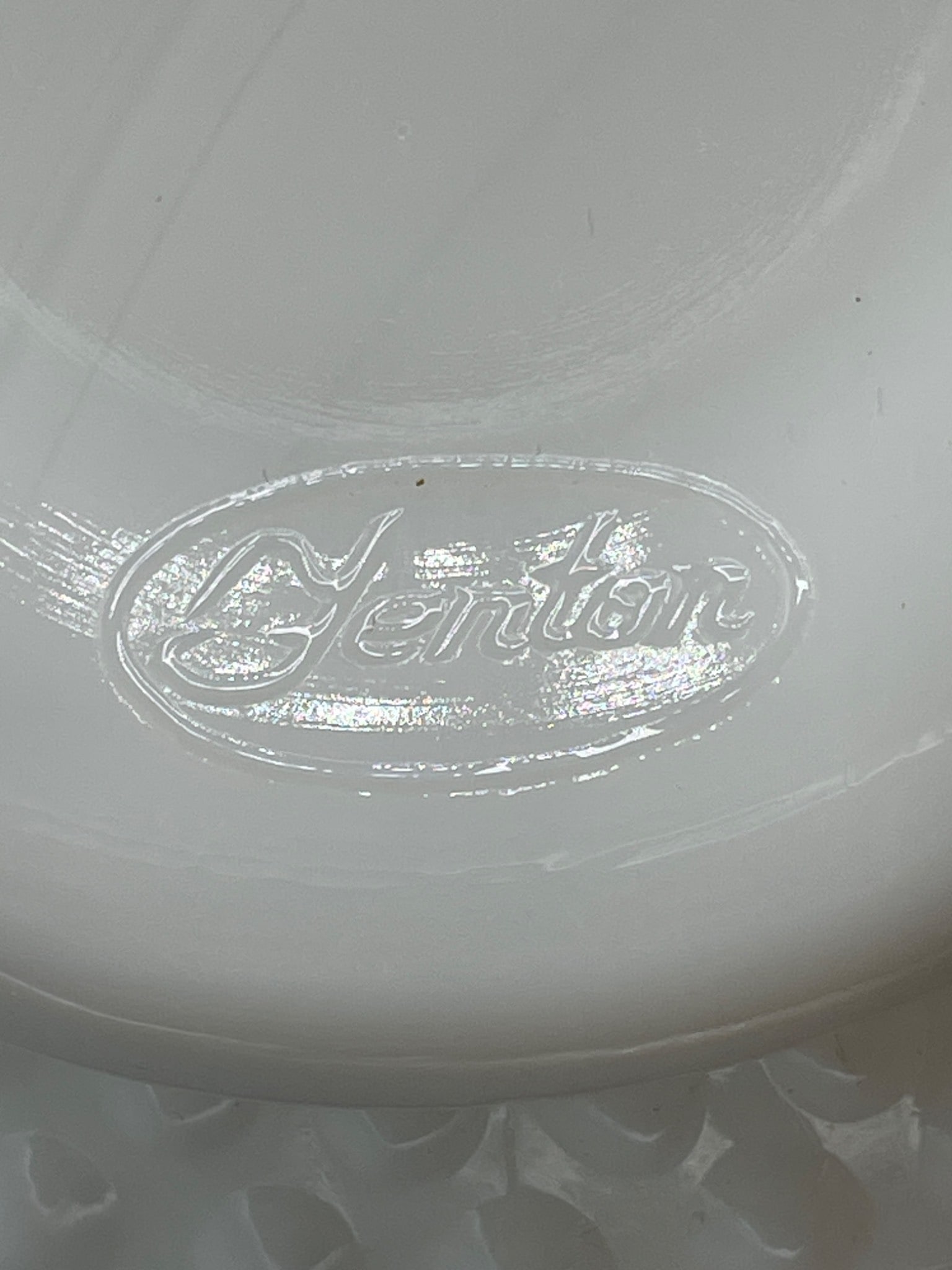 Fenton Milk Glass Hobnail Ruffled Vase With Embossed Marking - 5