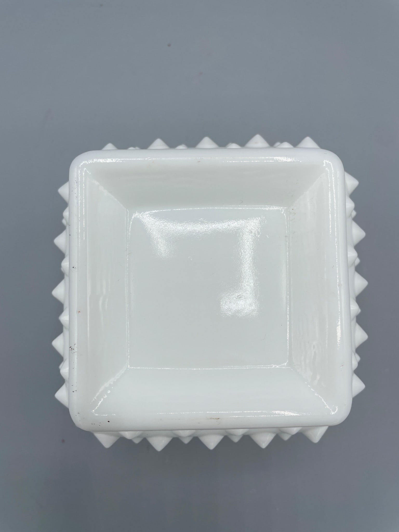 White Milk Glass Hobnail Square Pedestal Planter Bowl, Approx. 4 Inches Tall - 4