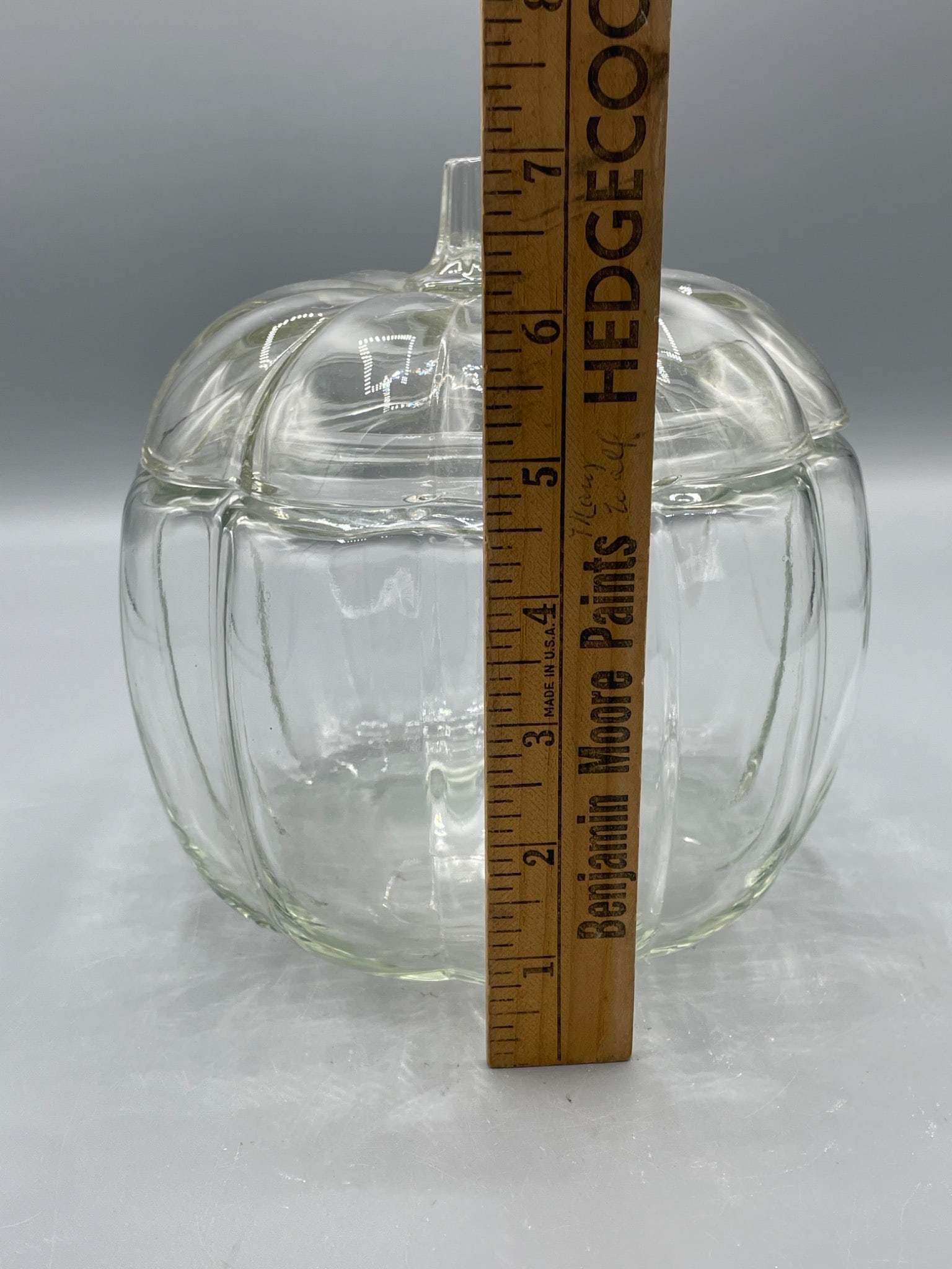Glass Pumpkin-Shaped Lidded Container with Clear Finish - 5
