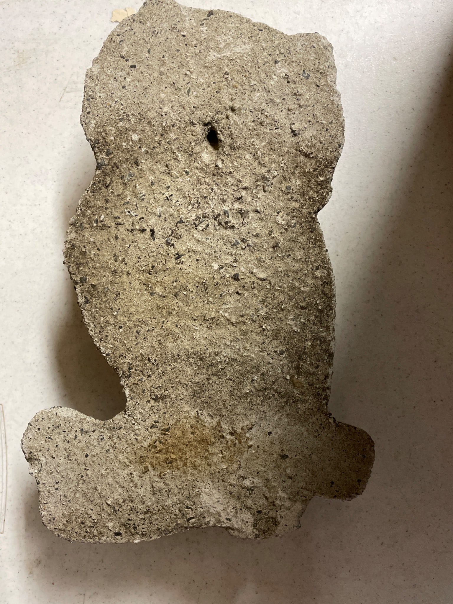 Concrete Owl Figure with Textured Surface on Branch Base - 2