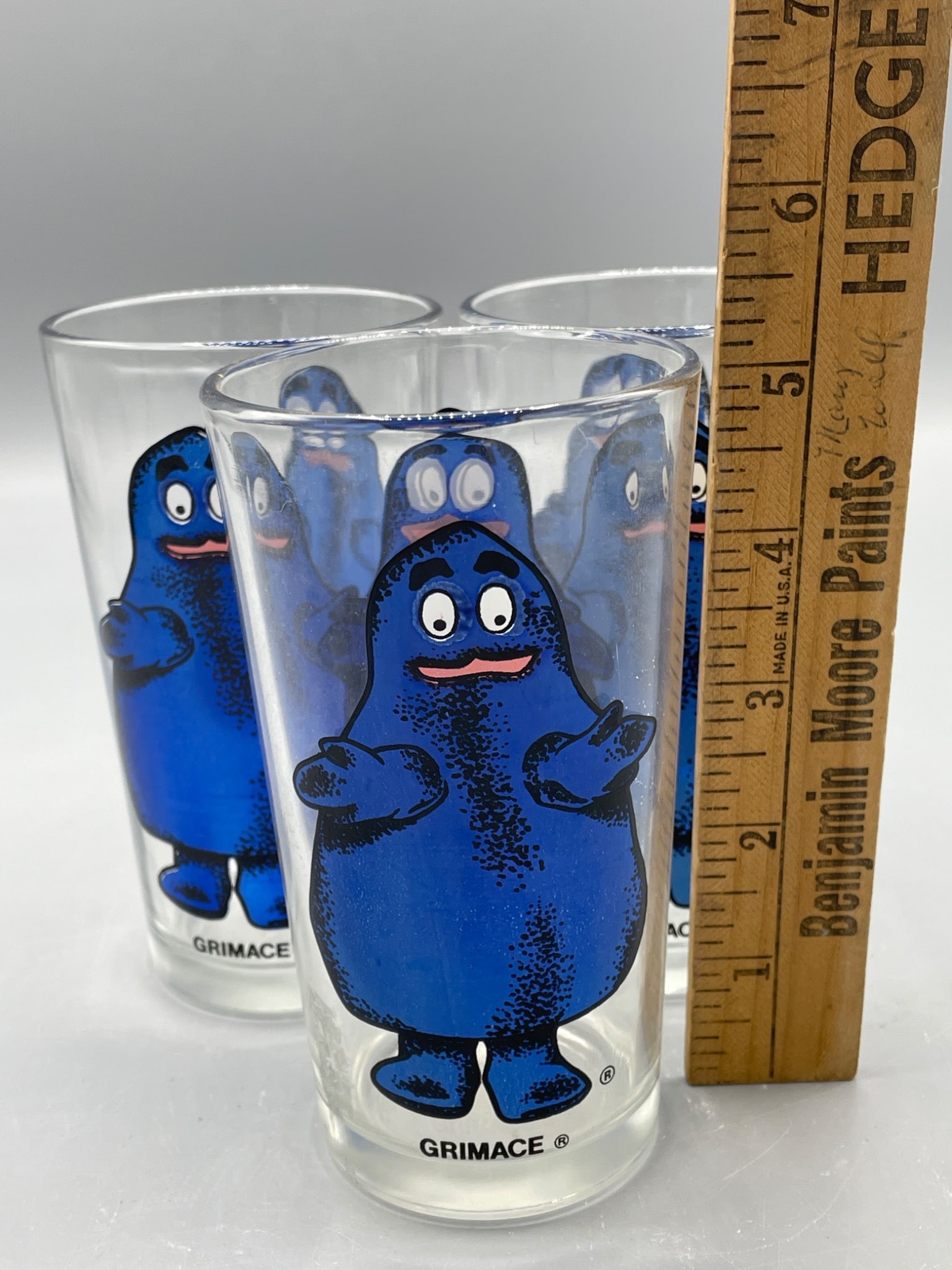 3 McDonald's Grimace Drinking Glasses Featuring Classic Design - 3