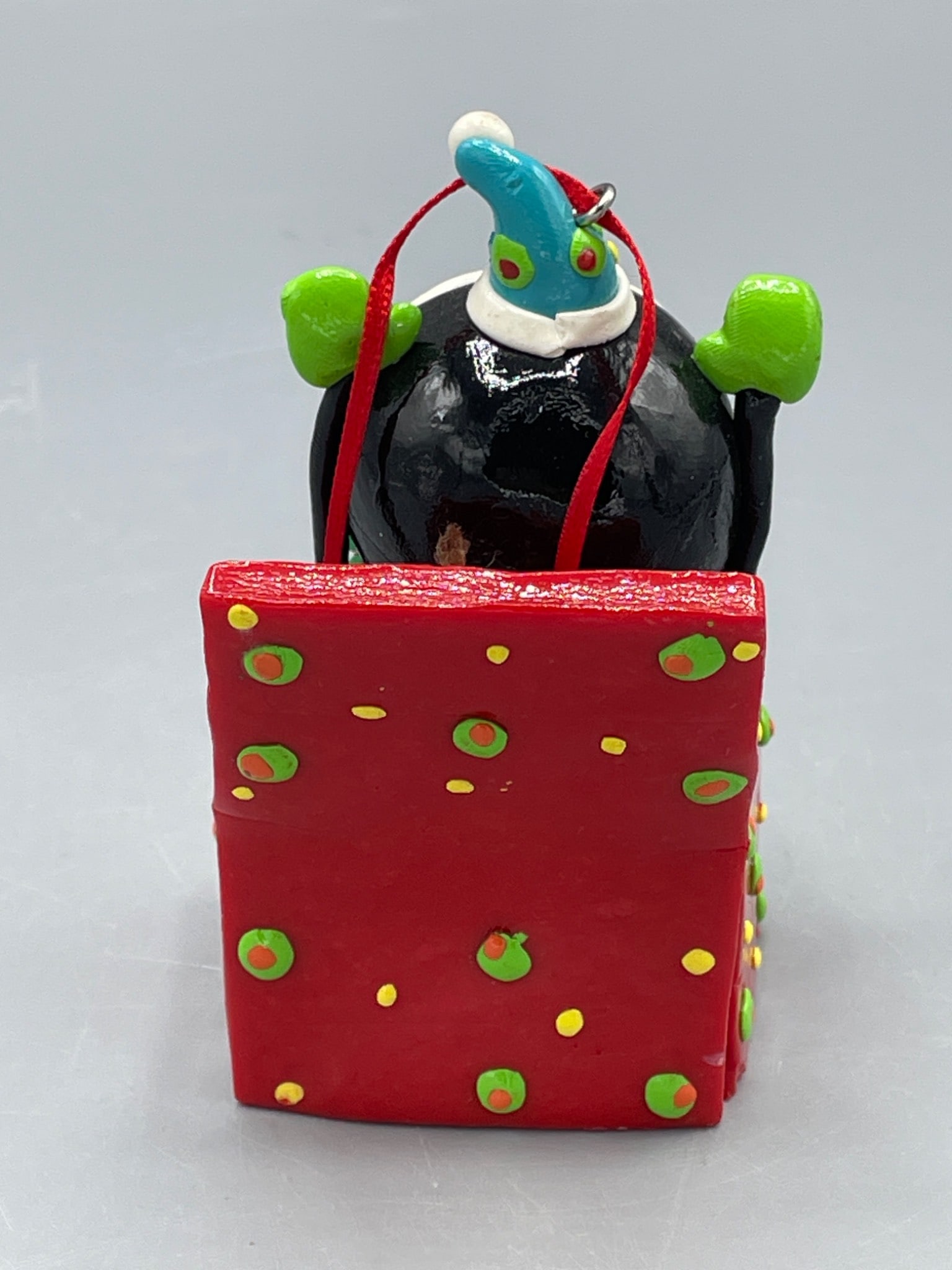 Penguin Christmas Ornament with Gift Box Design and Hanging Loop - 2