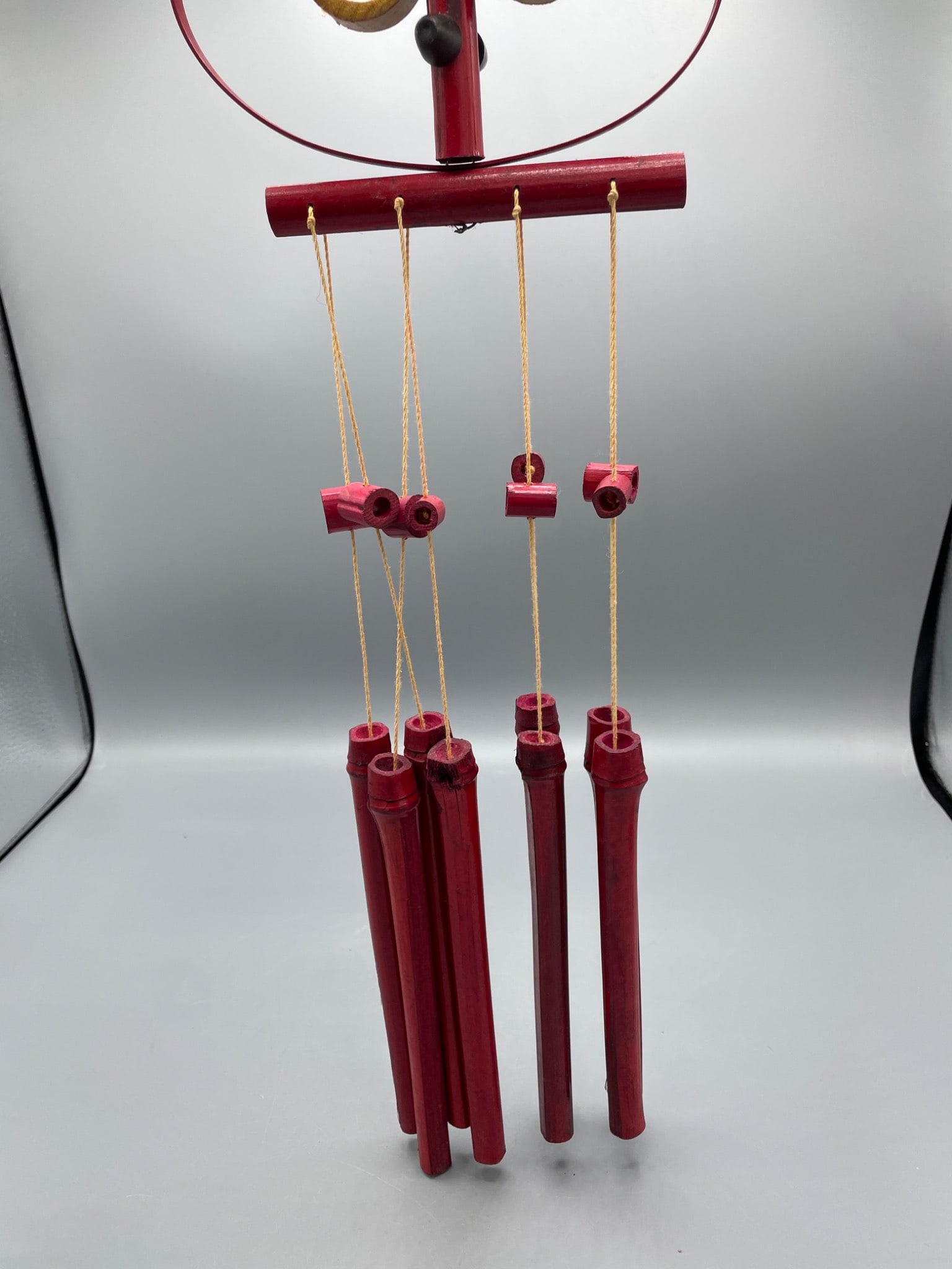 Red Owl-Themed Bamboo Wind Chime with Visual Features and Multi-Tube Design - 2