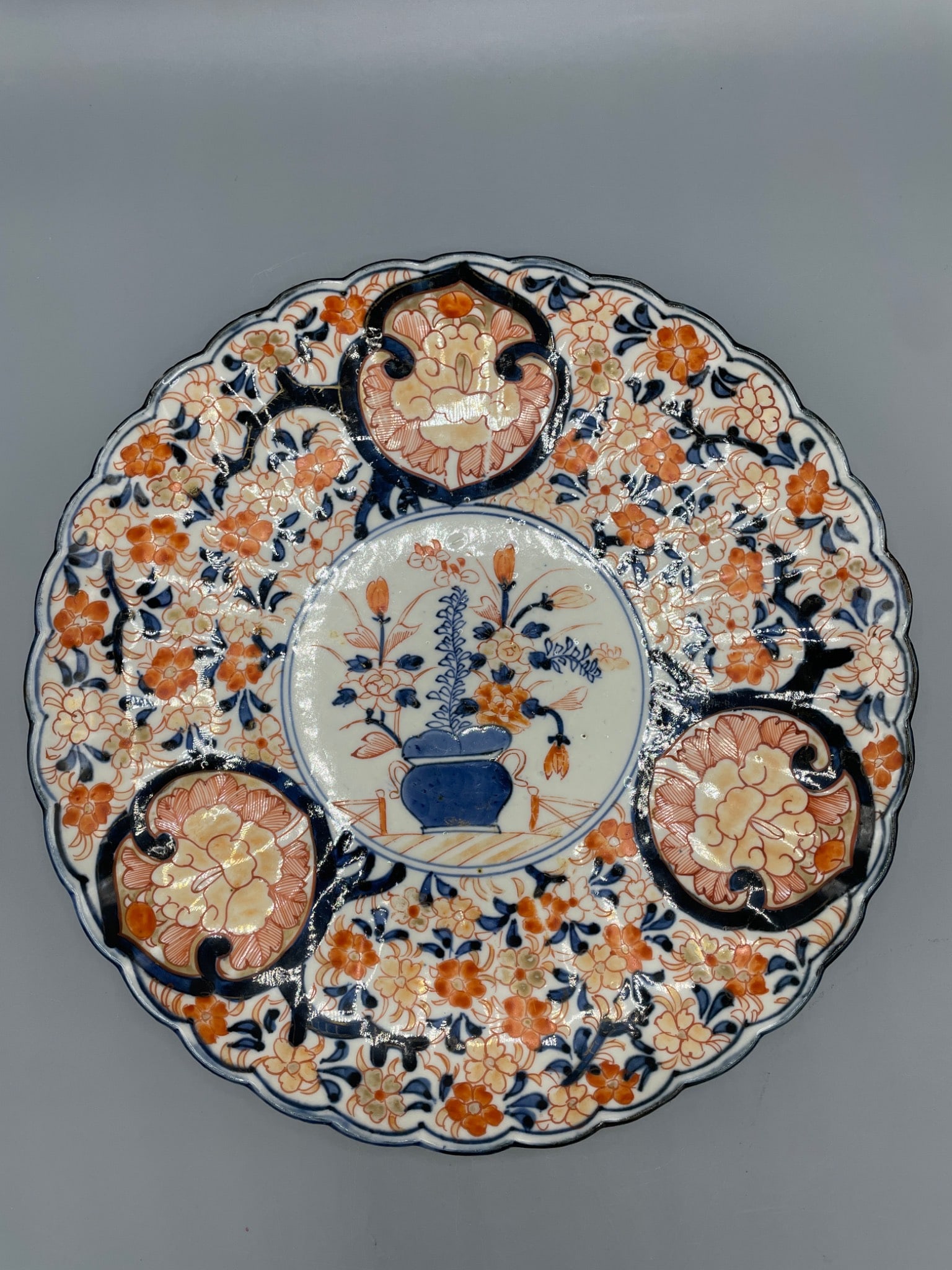 Porcelain Decorative Plate with Floral and Vase Motif - 2