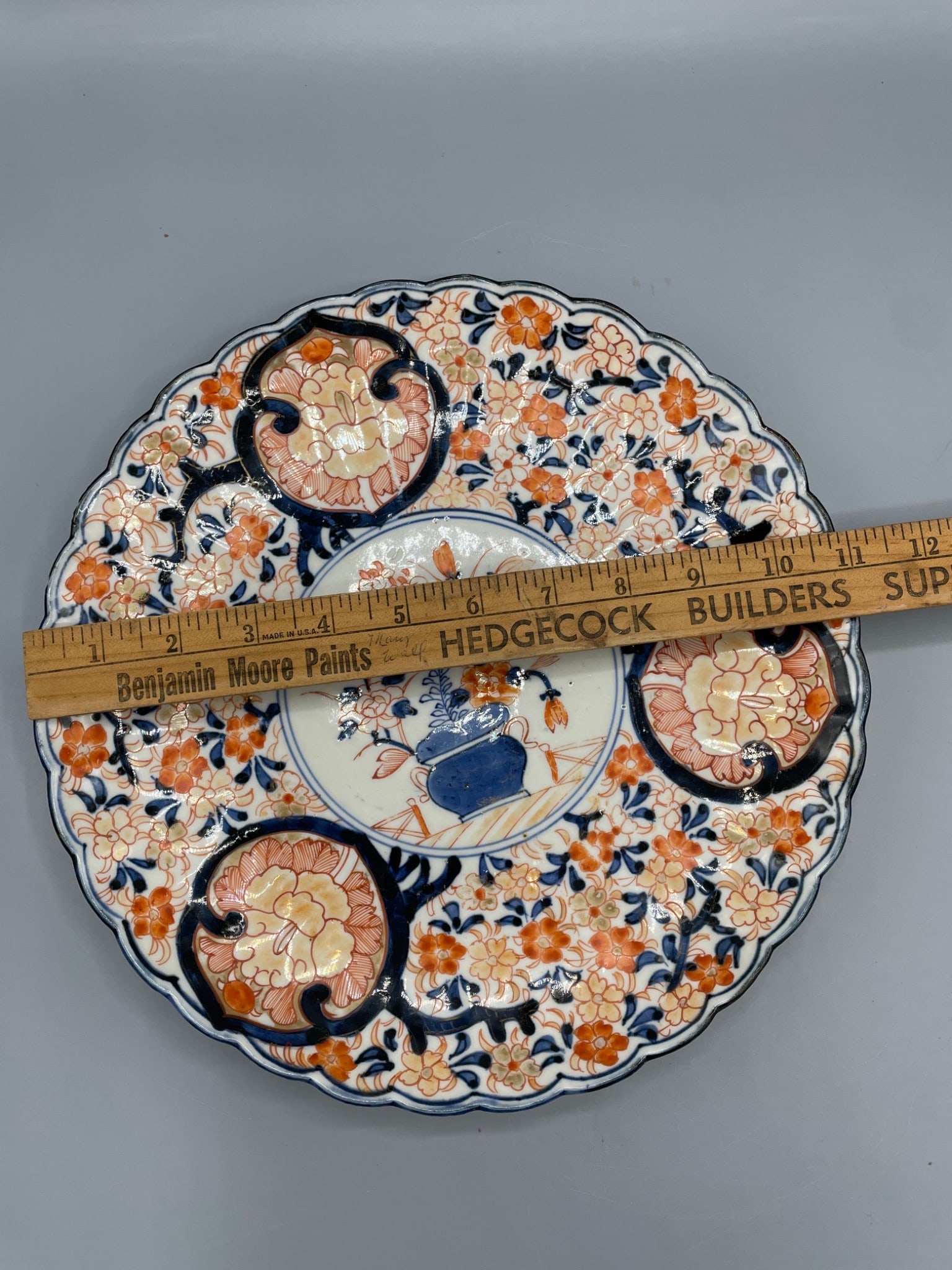 Porcelain Decorative Plate with Floral and Vase Motif - 4