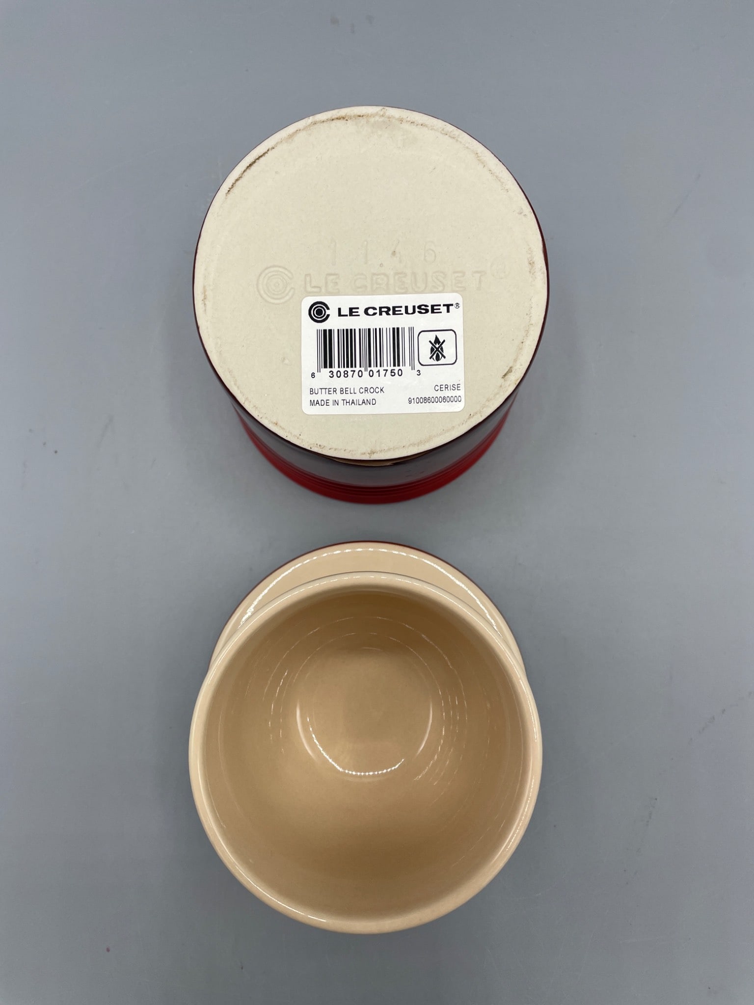 Le Creuset Stoneware Butter Crock in Cerise Red - 4