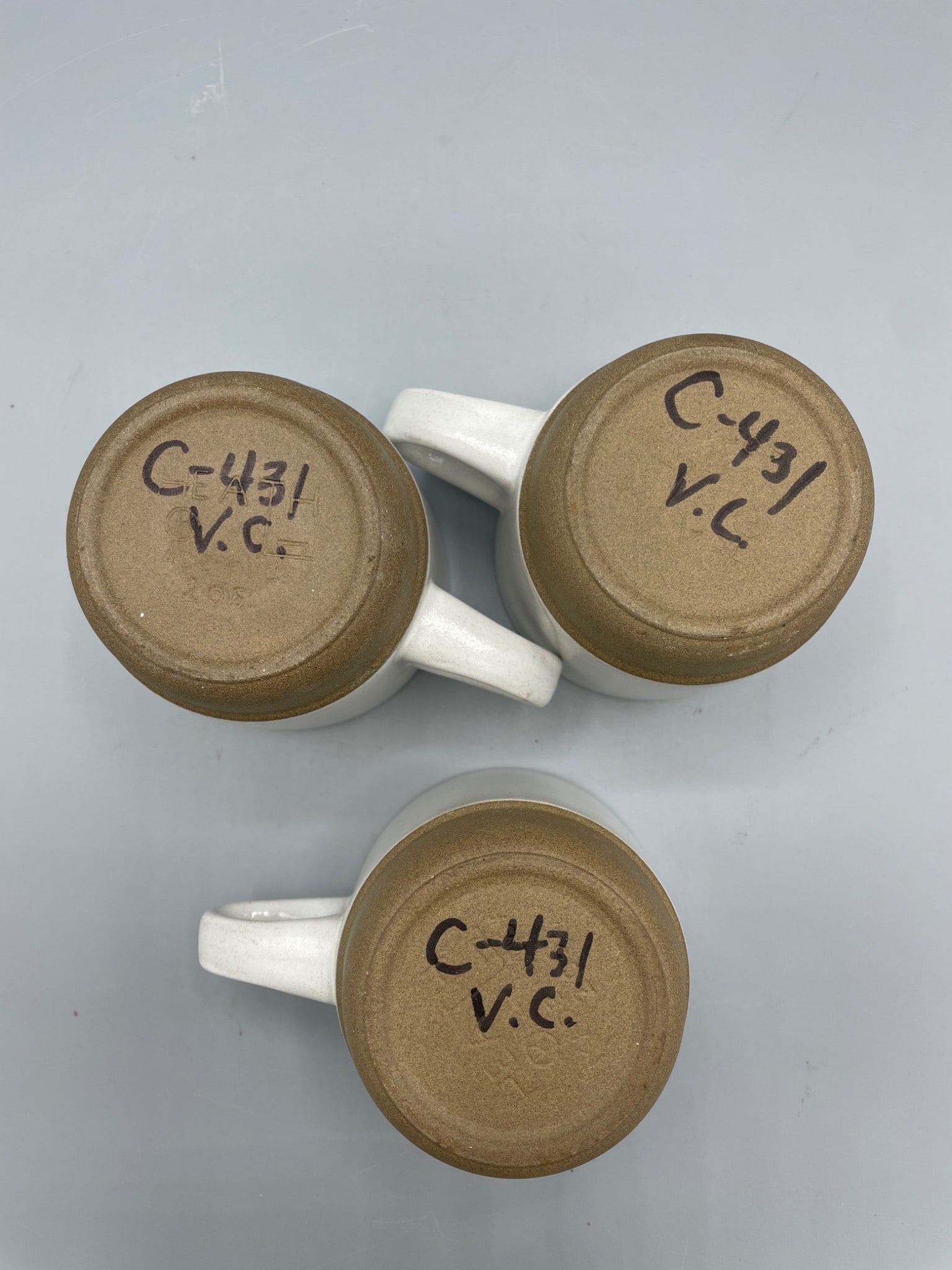 3 Heath Ceramic Mugs C-431 V.C., Made in USA - 3