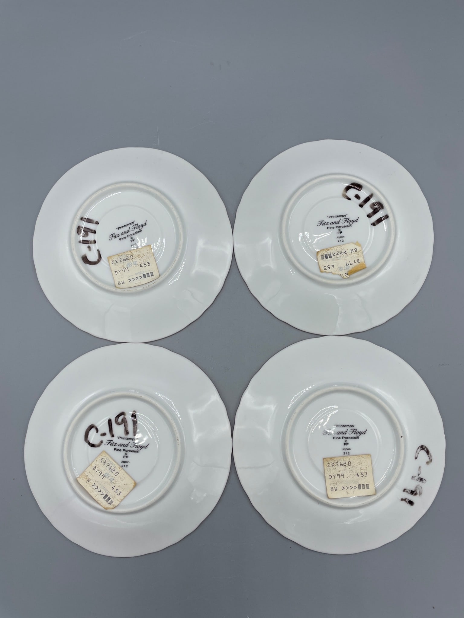 4 Fitz and Floyd Printemps Fine Porcelain Saucers, Made in Japan - 2
