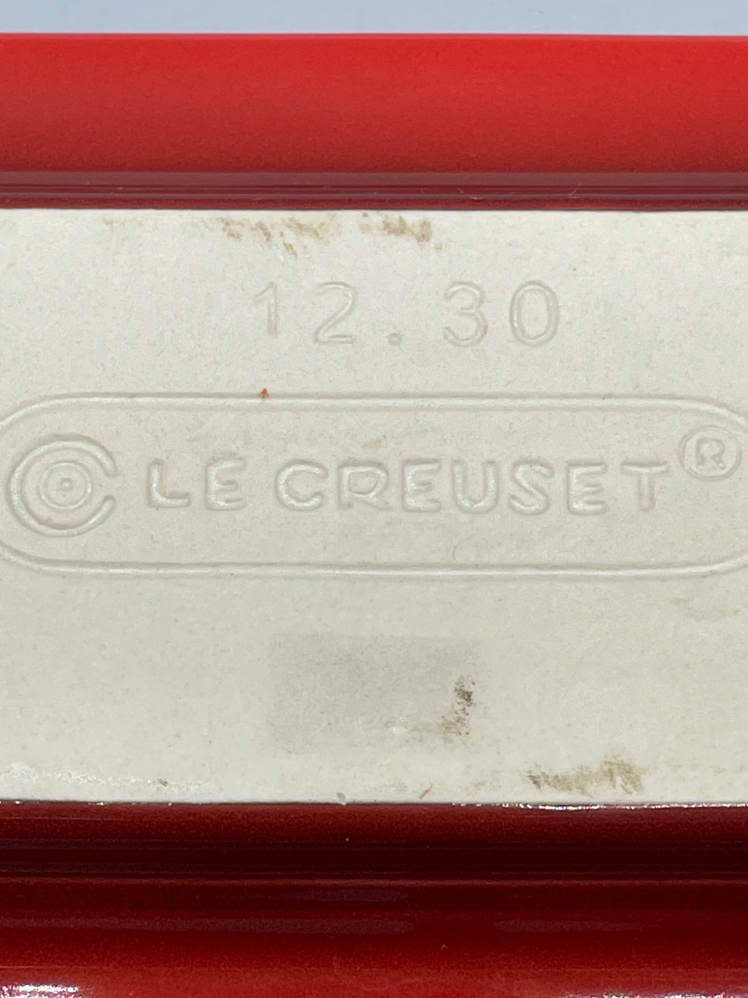 Le Creuset Stoneware Butter Dish, Model 12.30, Red and Beige - 5