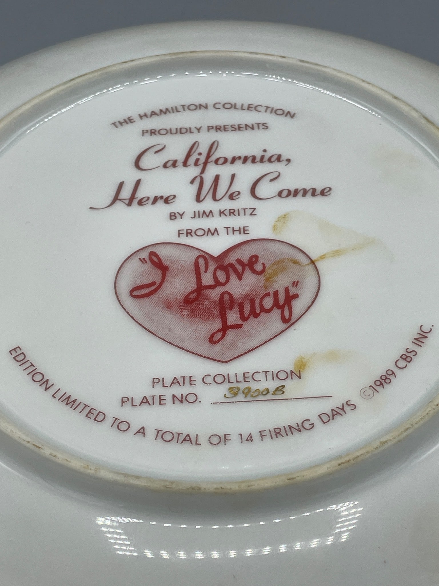 1996 'California, Here We Come' Hamilton Collection Plate From I Love Lucy - 4