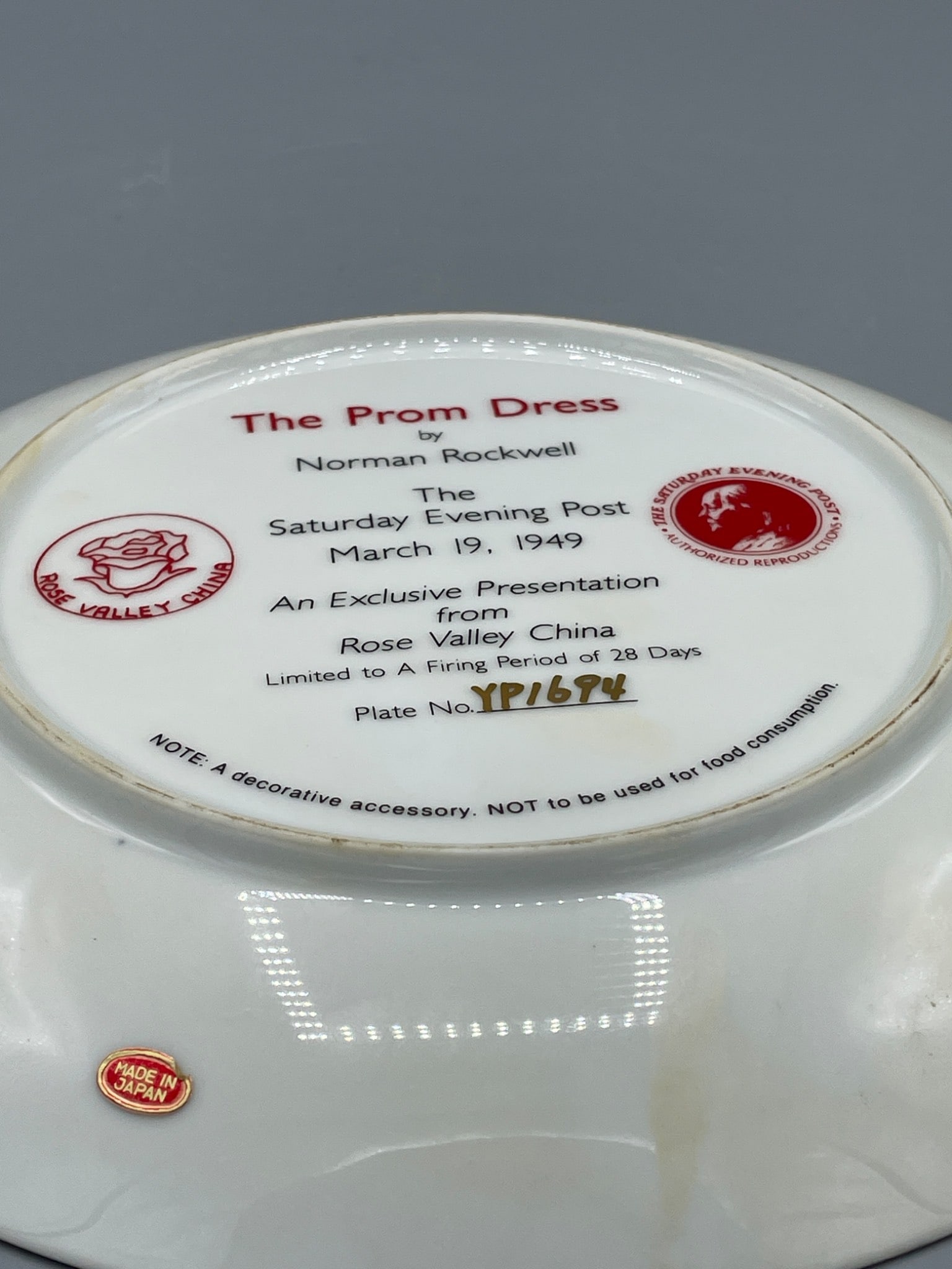 Norman Rockwell 'The Prom Dress' Collector Plate by Rose Valley China - 4