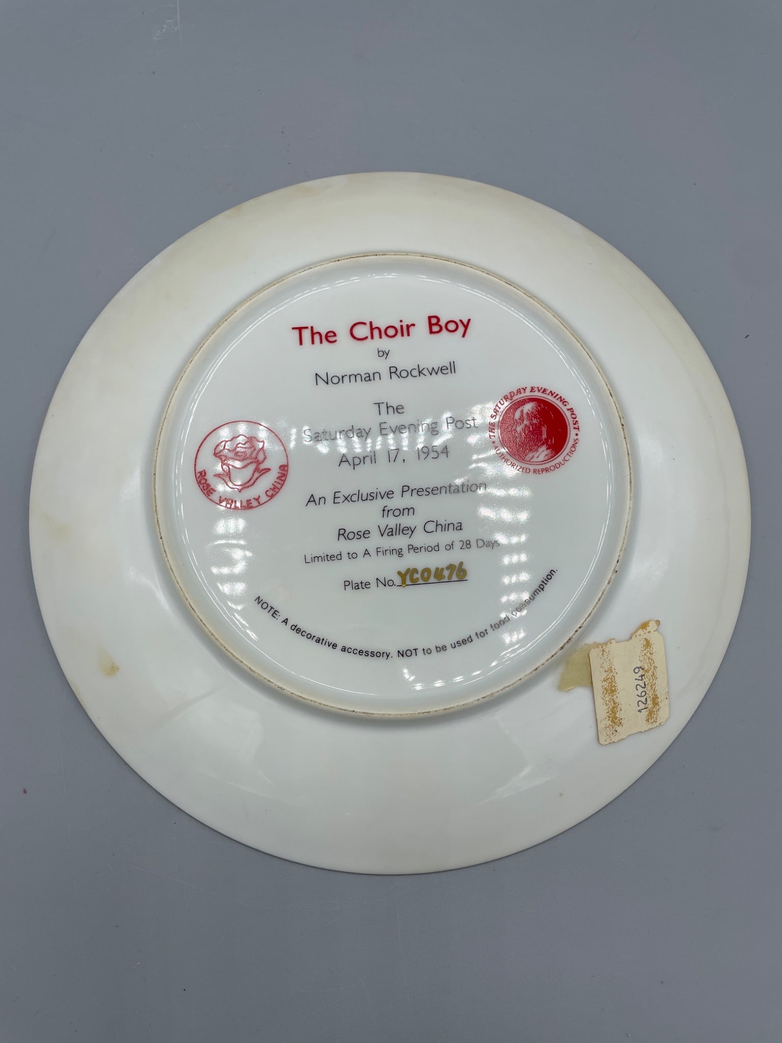 Norman Rockwell 'The Choir Boy' Collector Plate by Rose Valley China - 3