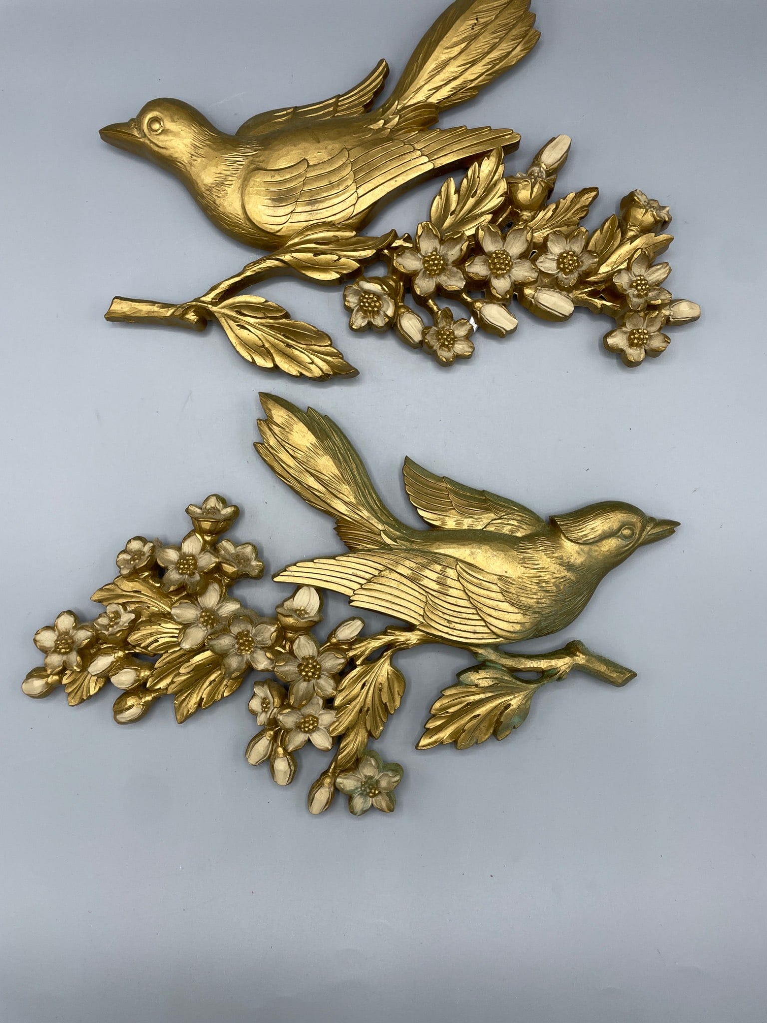 Gold-Tone Wall Hangings With Bird and Tree Branch Motif - 2
