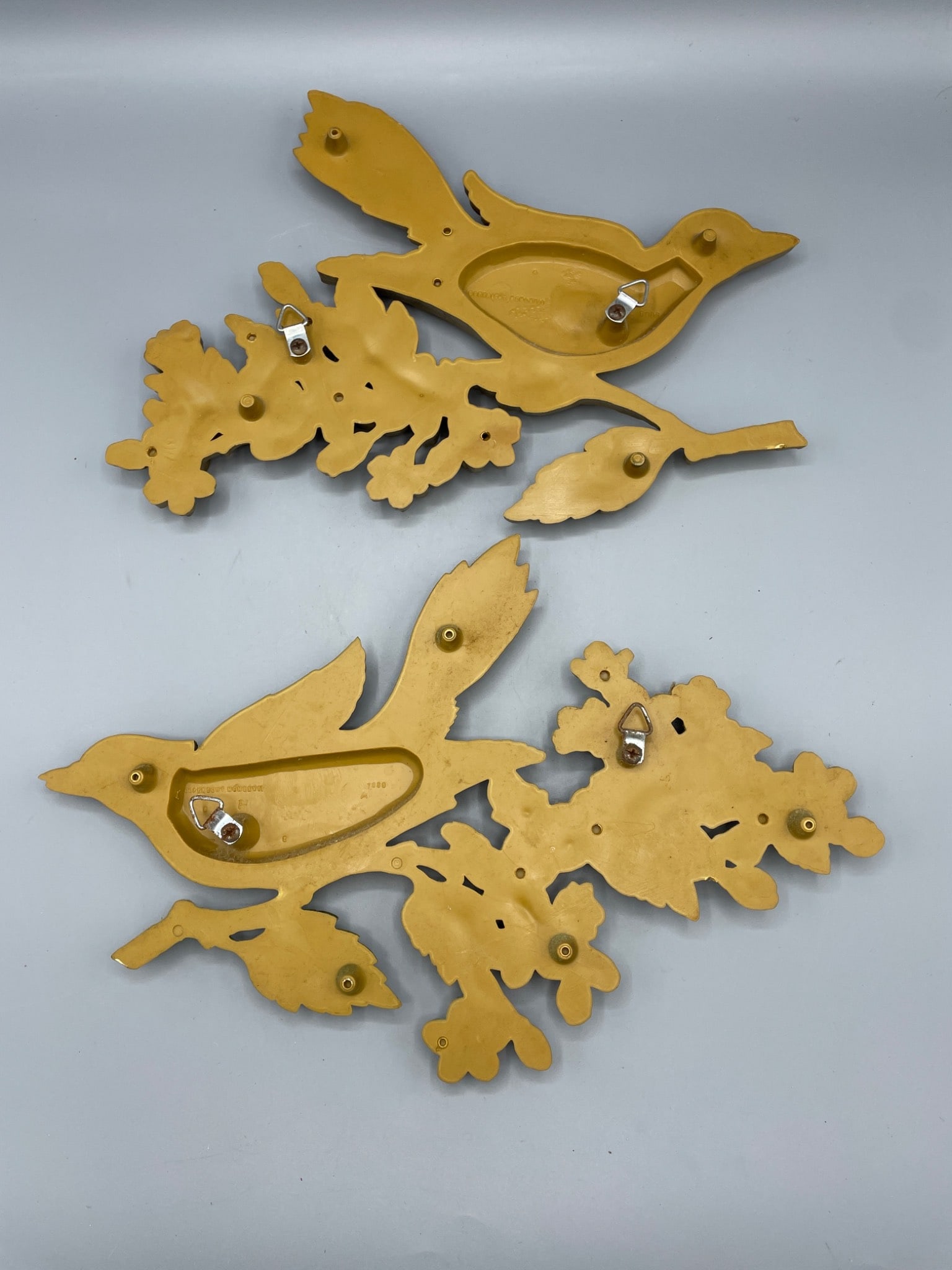 Gold-Tone Wall Hangings With Bird and Tree Branch Motif - 3