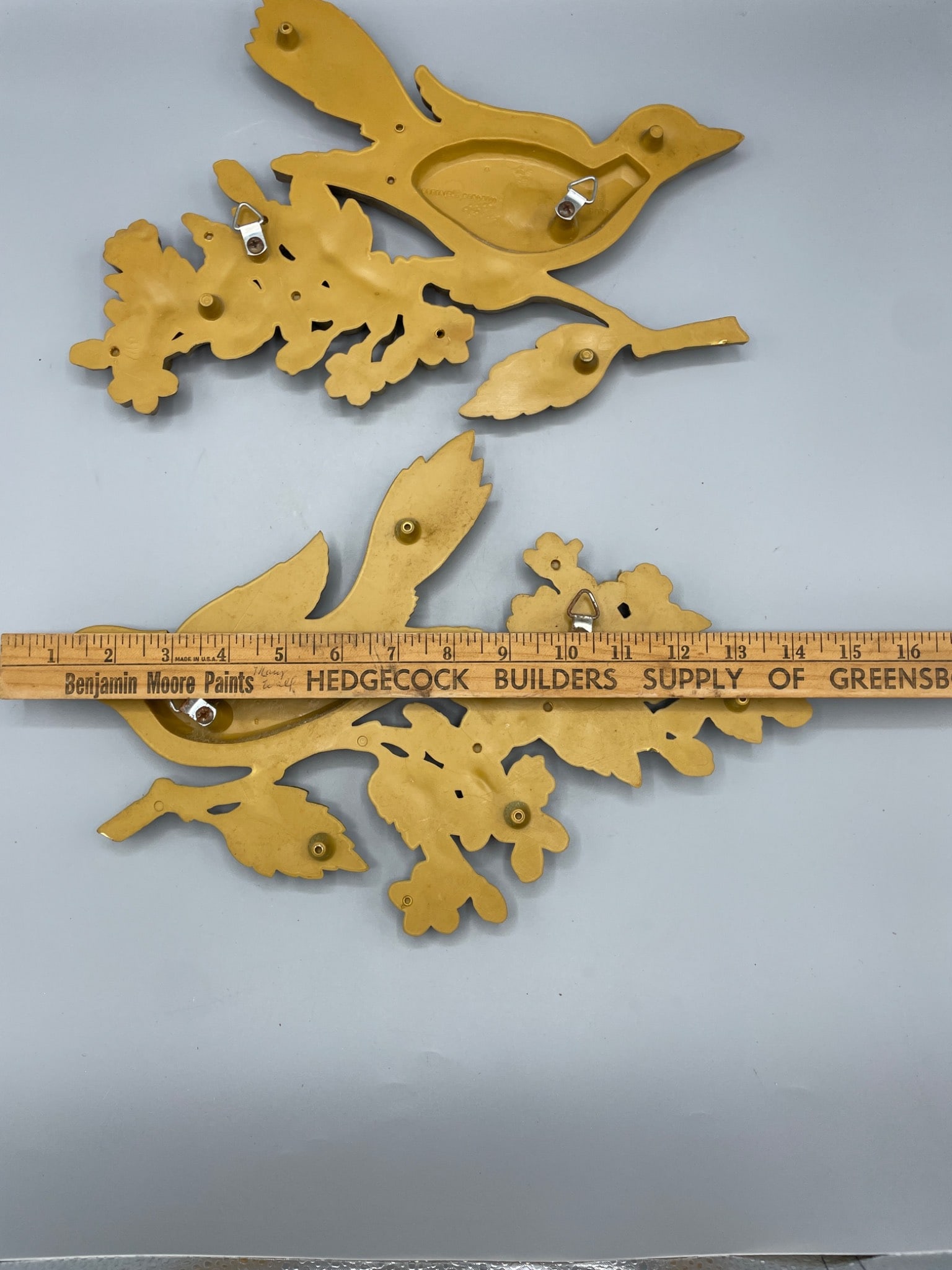 Gold-Tone Wall Hangings With Bird and Tree Branch Motif - 4