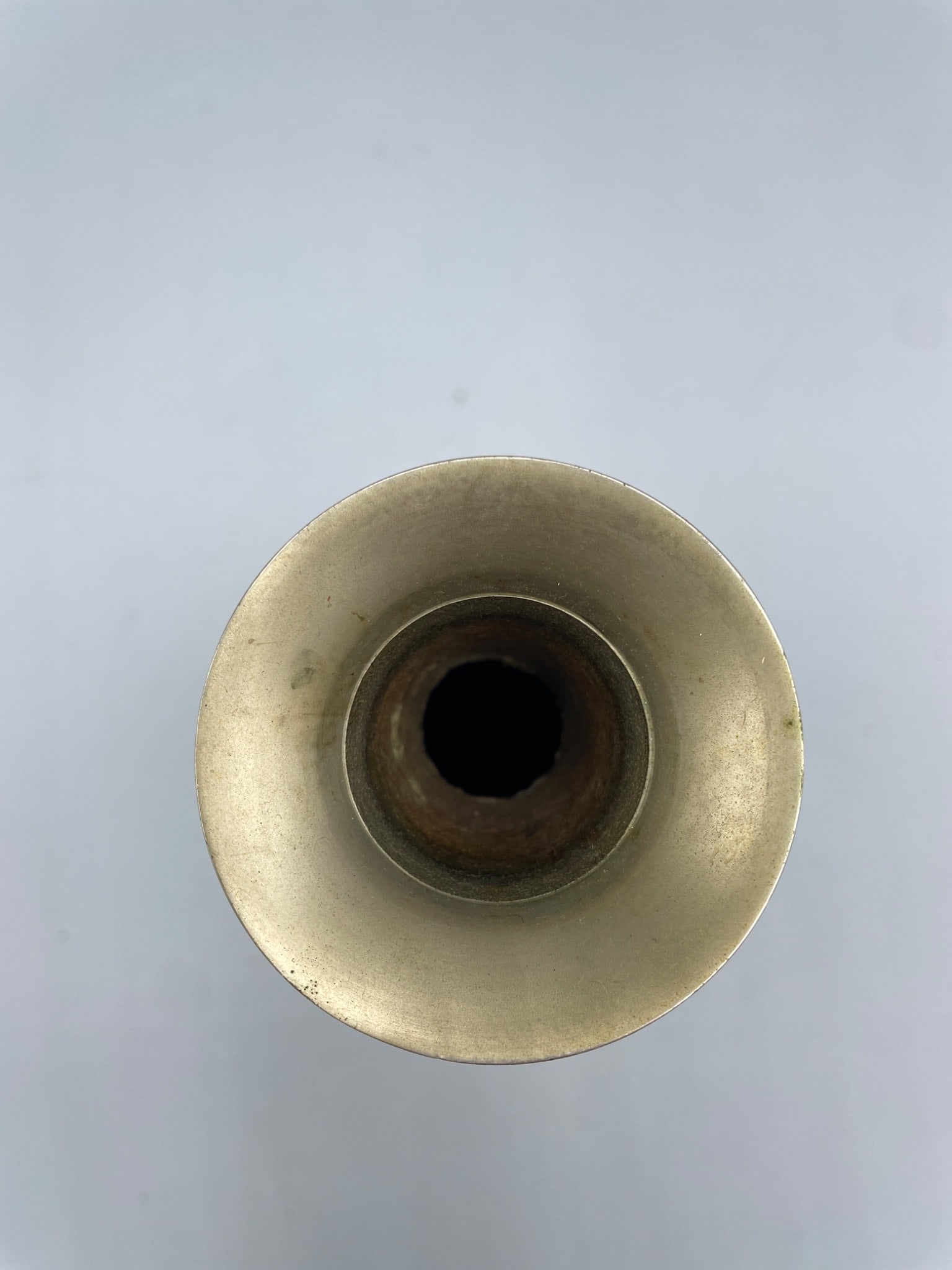 Metal Vase With Flared Rim and Pedestal Base, Approximately 8 Inches Tall - 3