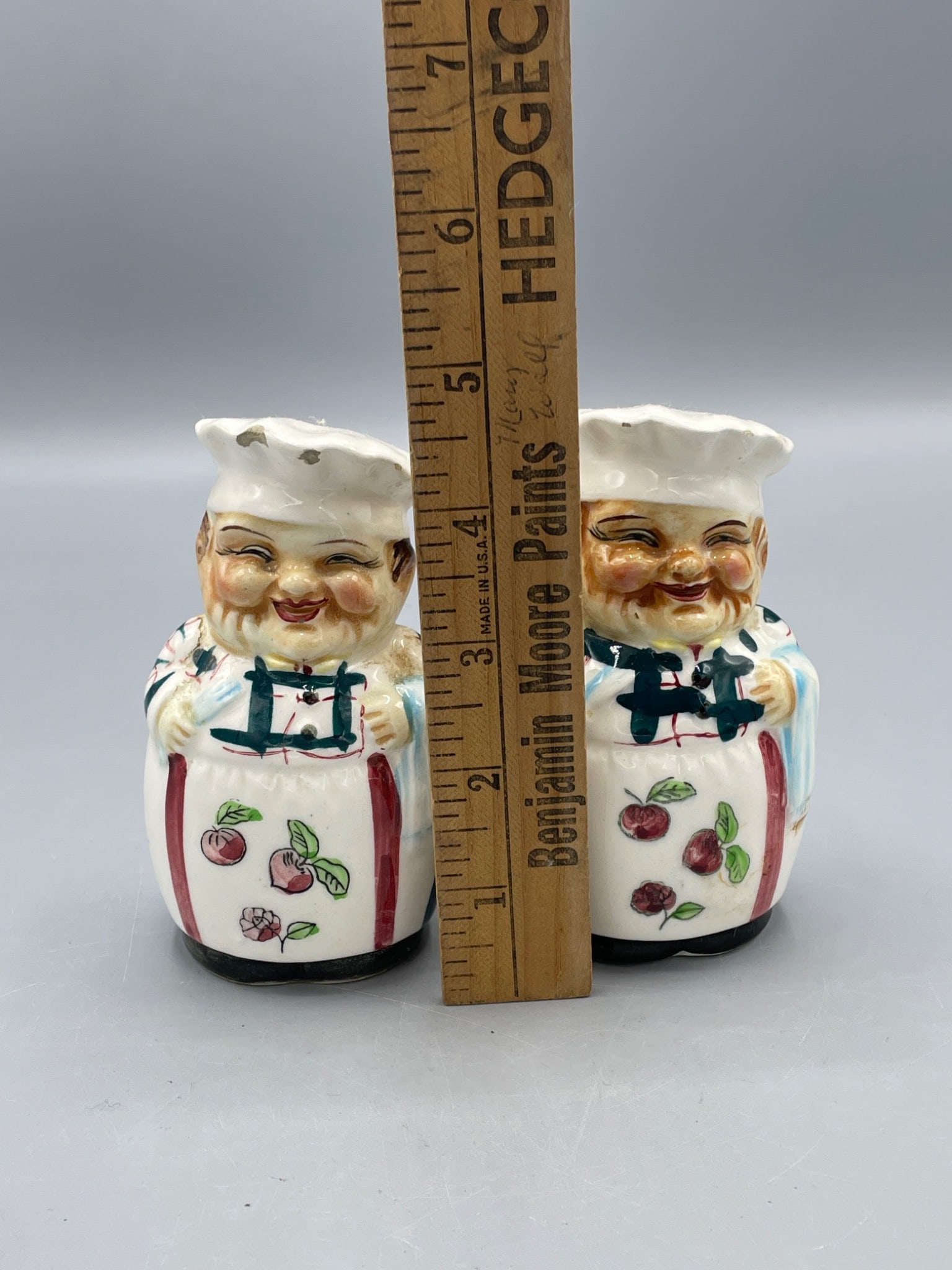 Porcelain Salt and Pepper Shakers with Chef Motif and Maker's Mark (WK) - 5