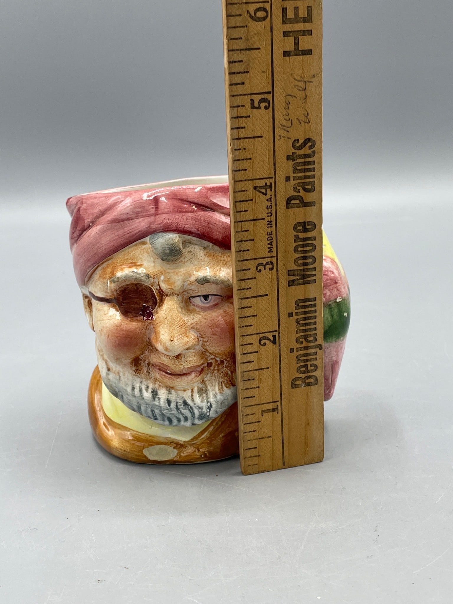 Ceramic Toby Pirate-Themed Mug with Parrot Handle, Approximately 4.5 Inches Tall - 5