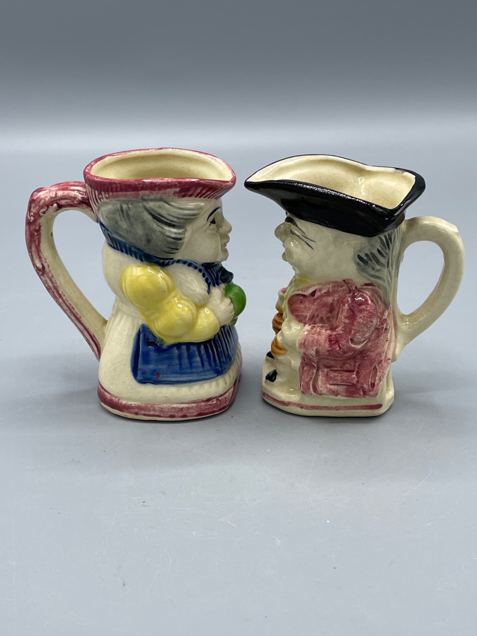 Made-In-Japan Ceramic Toby Pitcher Mugs with Hand-Painted Details - 2