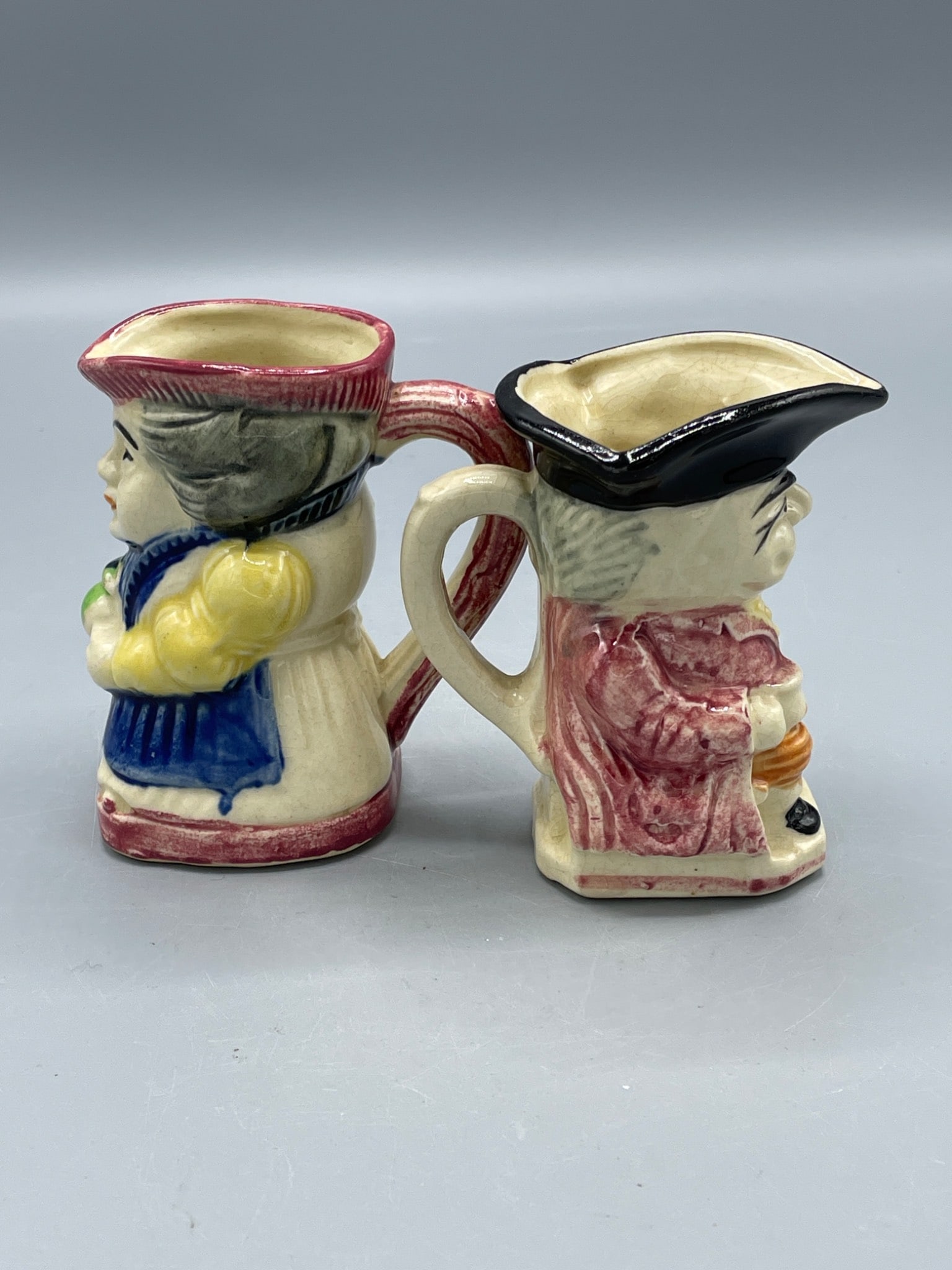 Made-In-Japan Ceramic Toby Pitcher Mugs with Hand-Painted Details - 3