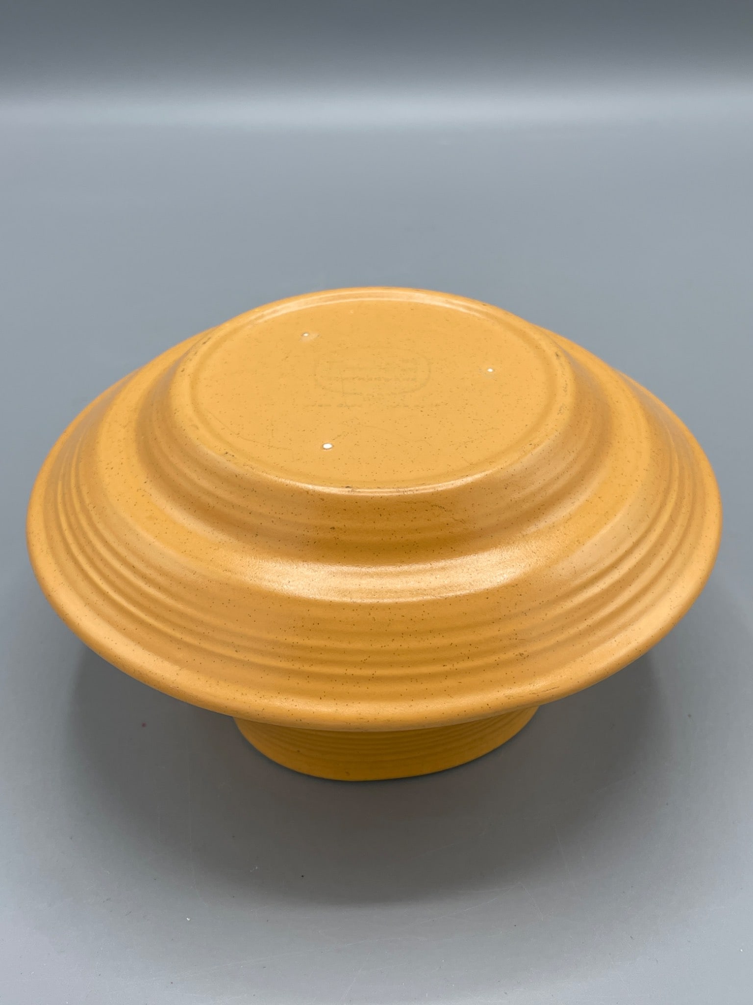 Orange and White Two-Piece Ceramic Serving Bowl with Saucer, Marked - 4