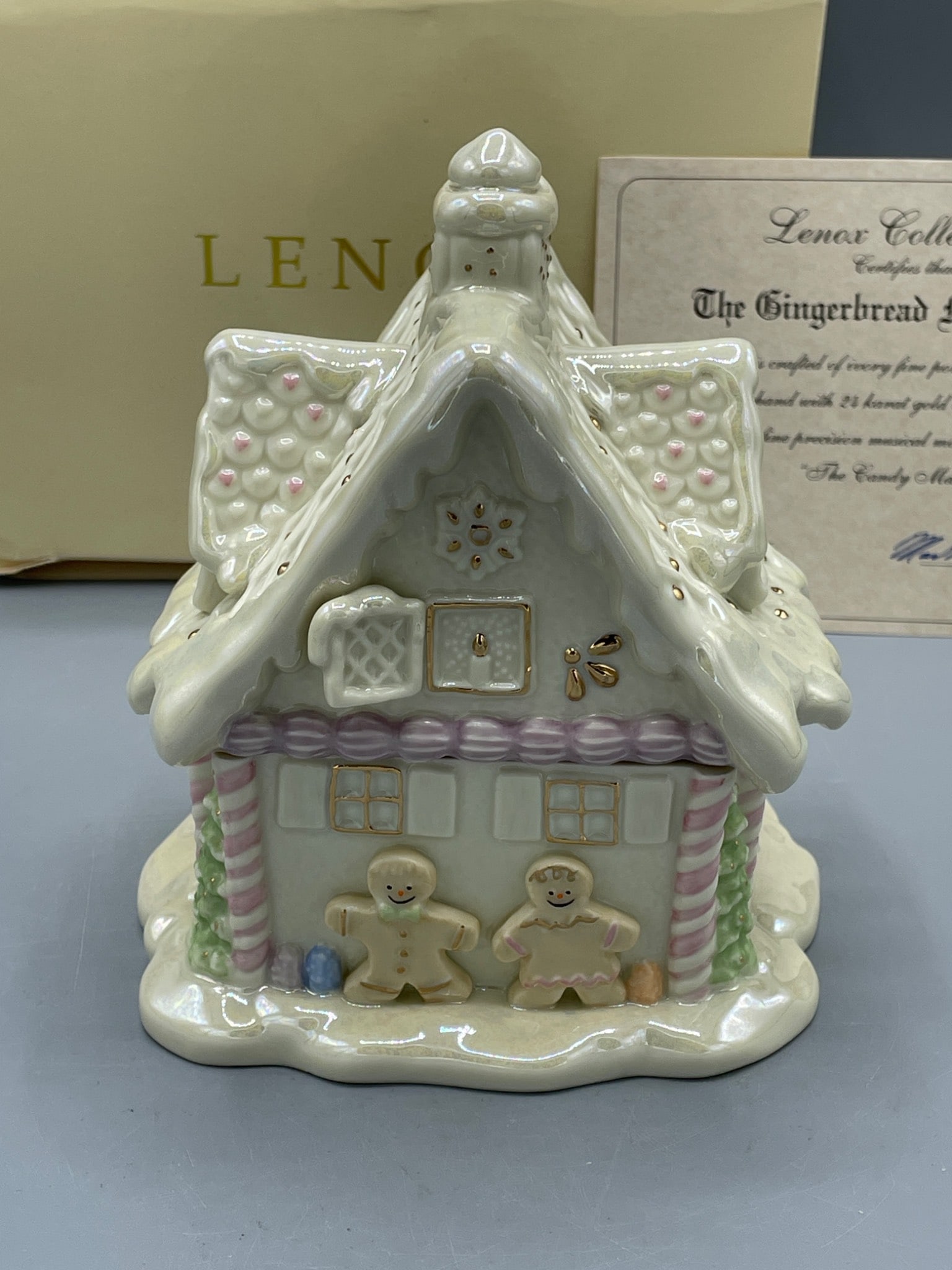Lenox The Gingerbread Music Box, Handcrafted Porcelain, 2000 - 4