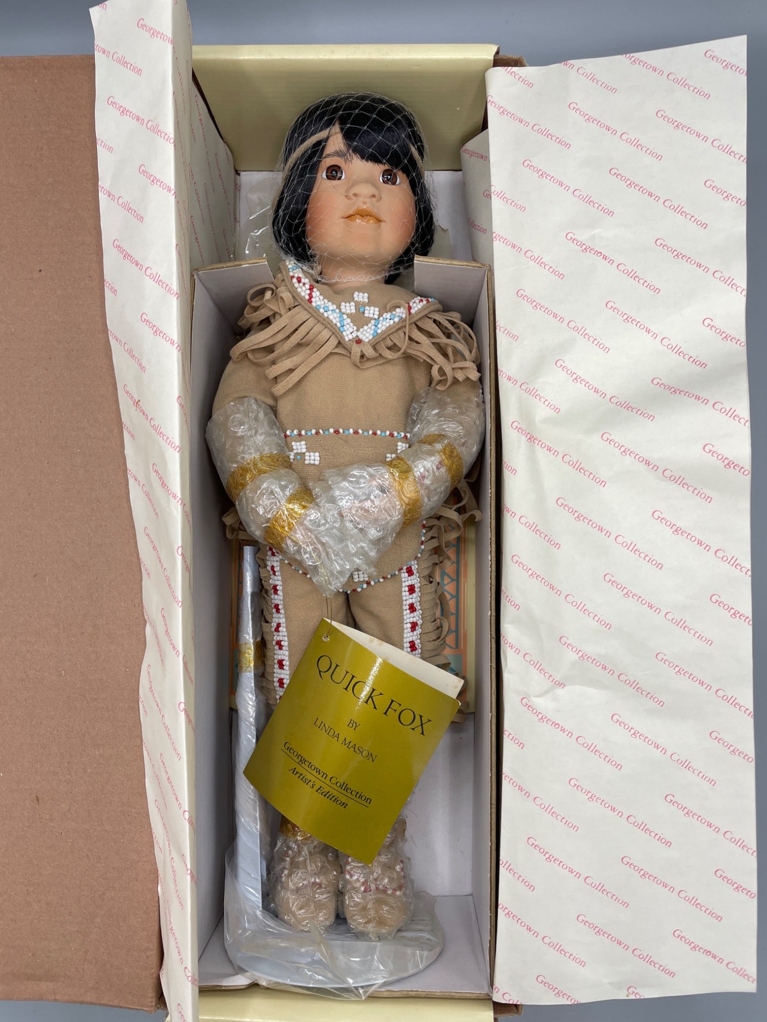 Many Stars by Linda Mason American Diary Dolls in Original Box: This listing features a 'Many Stars' doll by Linda Mason from the American Diary Dolls collection. The item is brand new in its original box and has never been displayed. The packaging and doll are fu