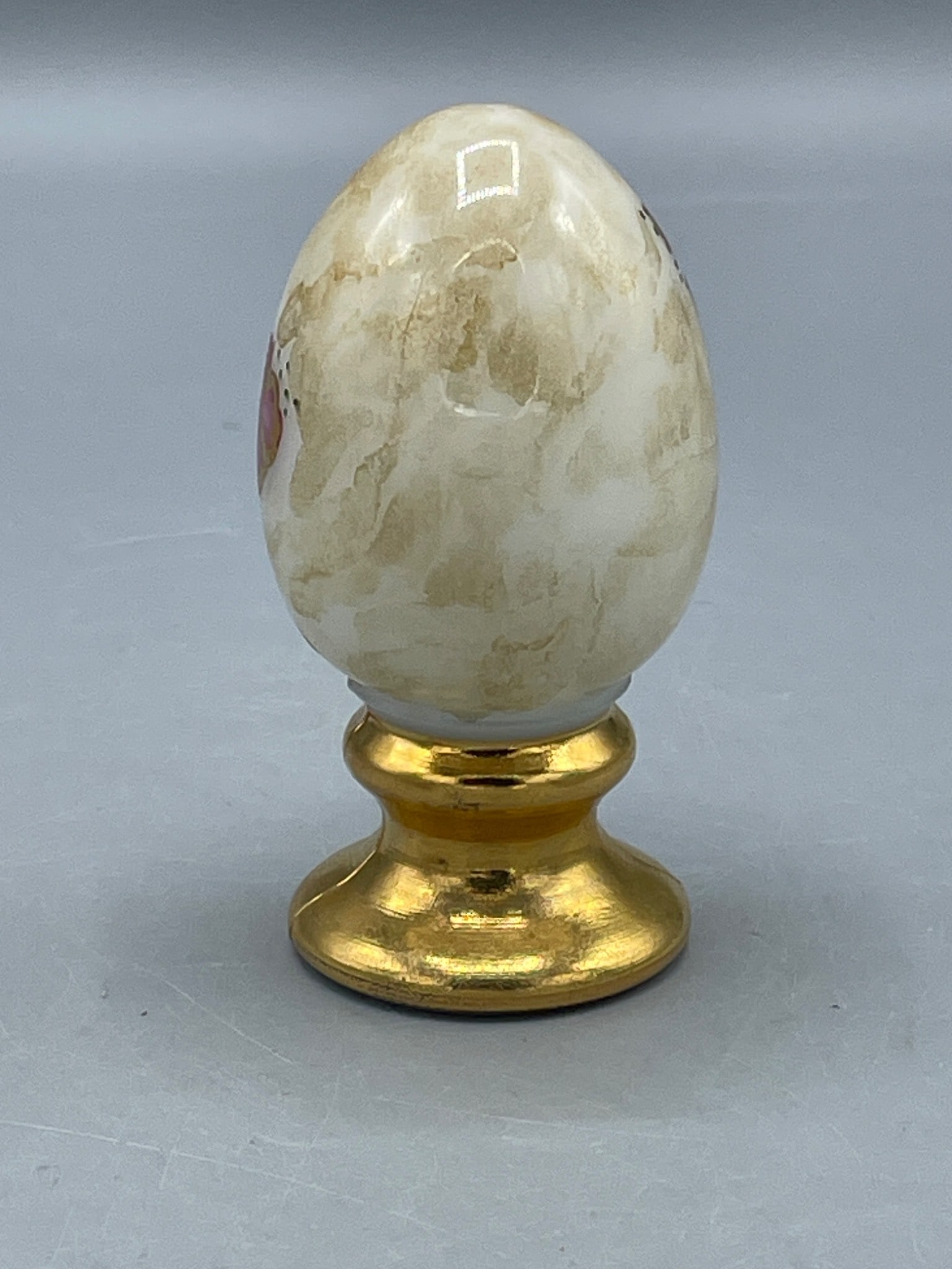 Fenton Decorated Egg with Gold Base and Floral Design, Handmade in USA - 2