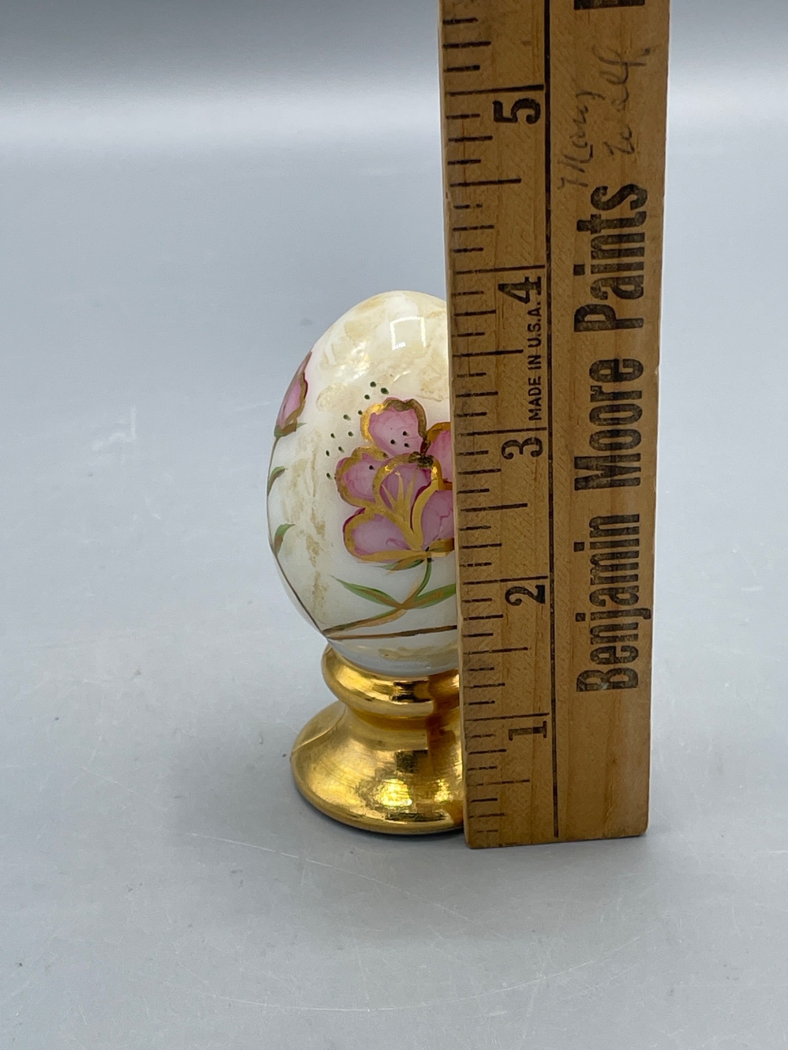 Fenton Decorated Egg with Gold Base and Floral Design, Handmade in USA - 4