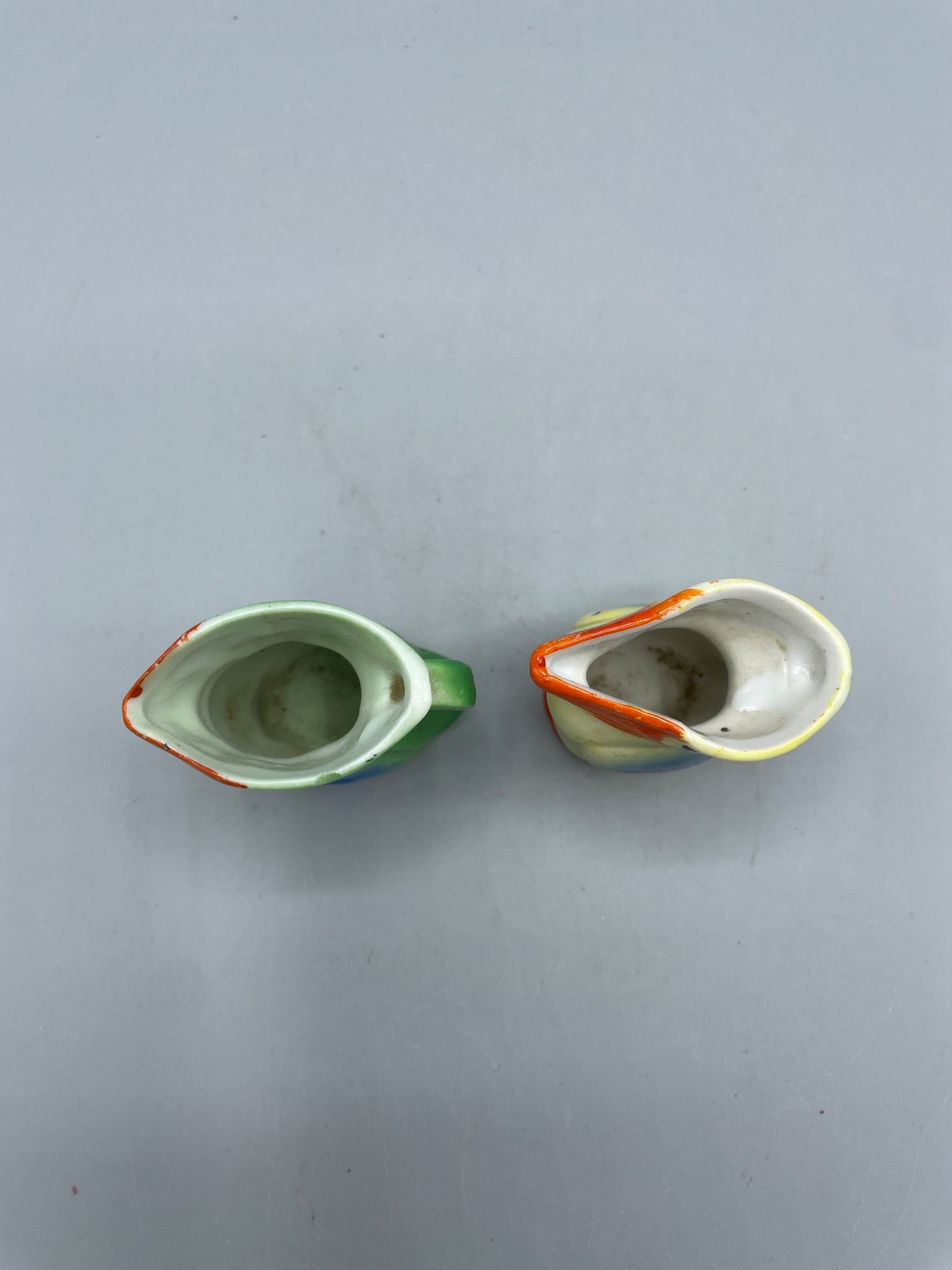 Ceramic Bird-Shaped Miniature Pitchers, Hand-Painted, Signed - 3