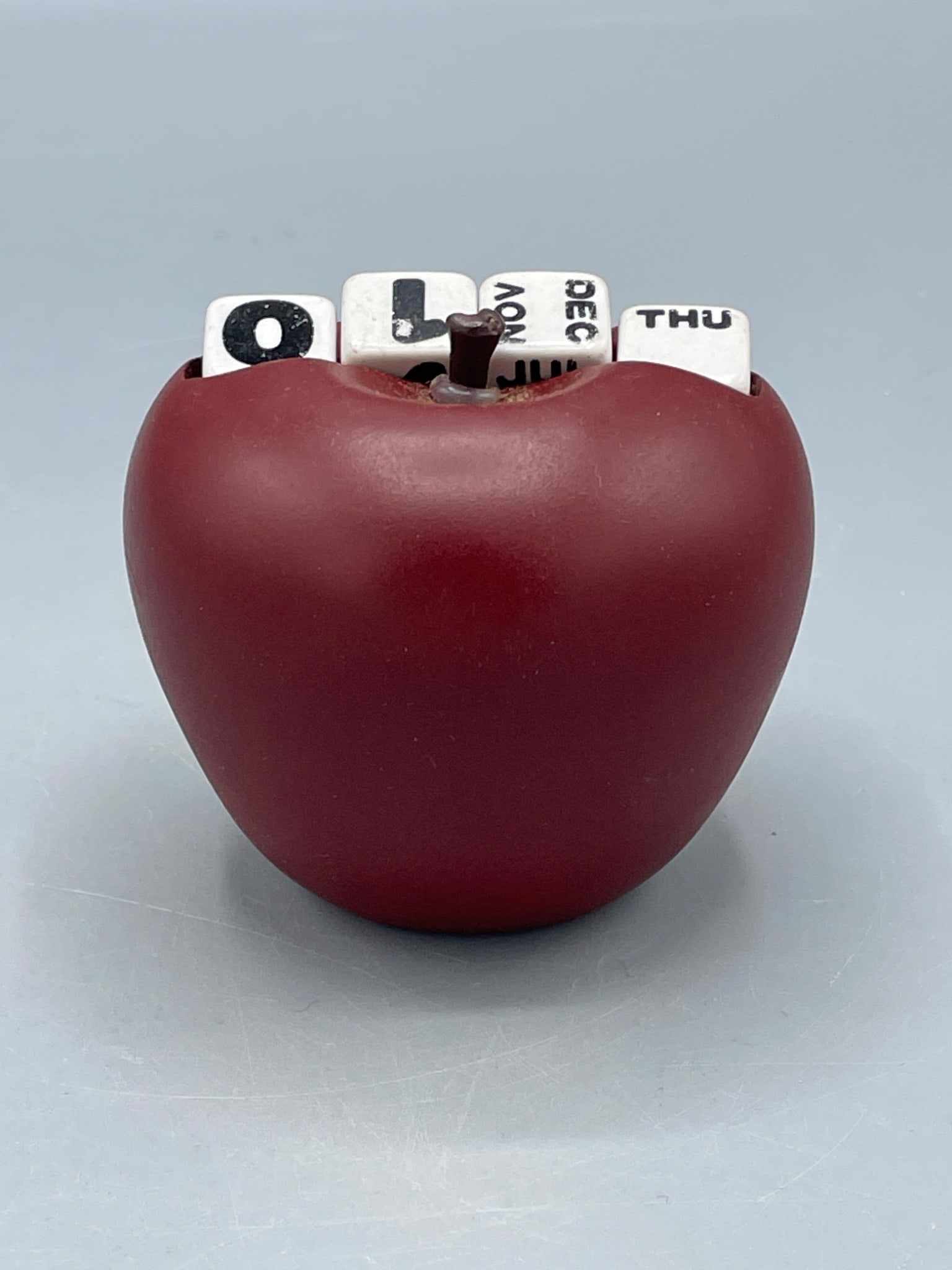 Red Apple Desktop Perpetual Calendar with Removable Date Blocks - 2