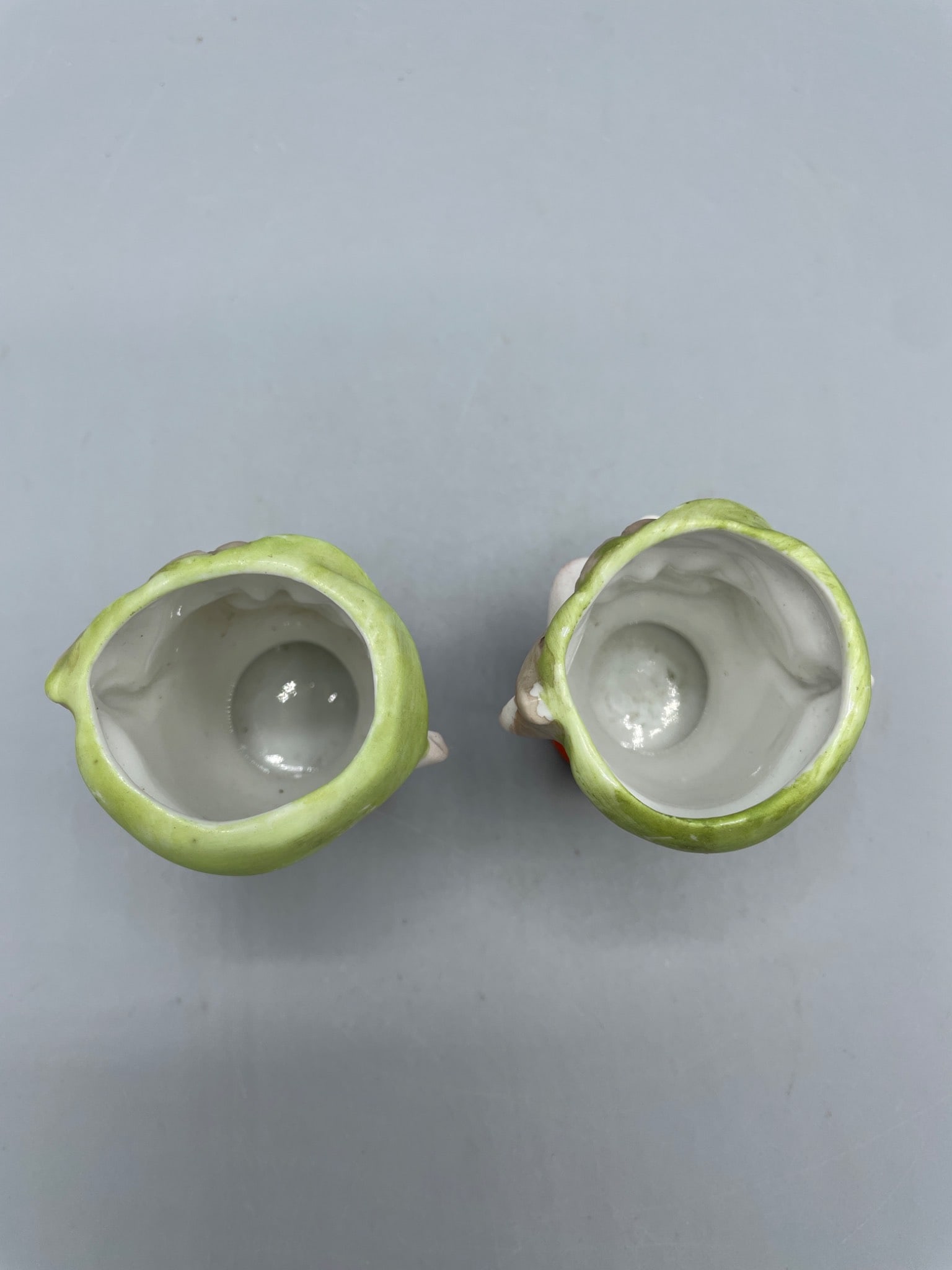 German Ceramic Figural Egg Cups with Green Accents - 3