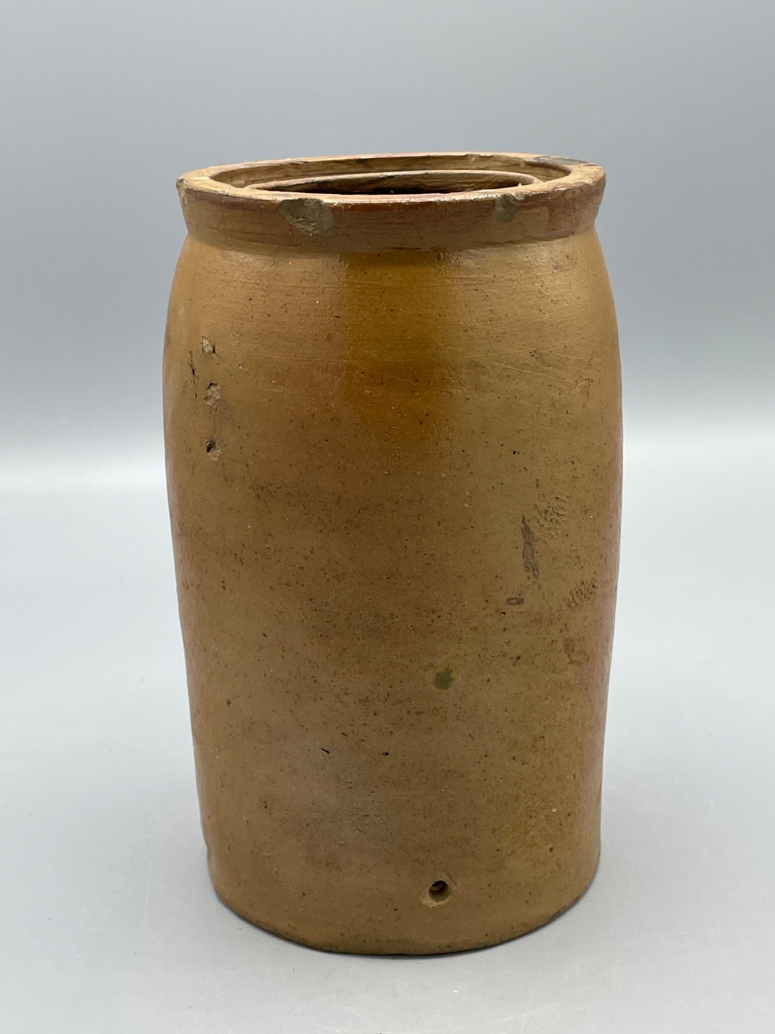 Stoneware Crock Jar, Tan Finish, Approx. 8 Inches Tall - 2
