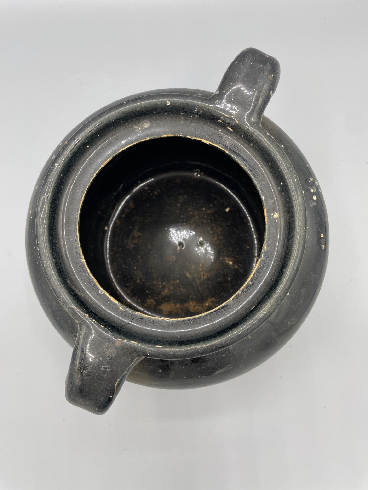 Two-Handled Black Ceramic Jar with Glazed Finish - 3