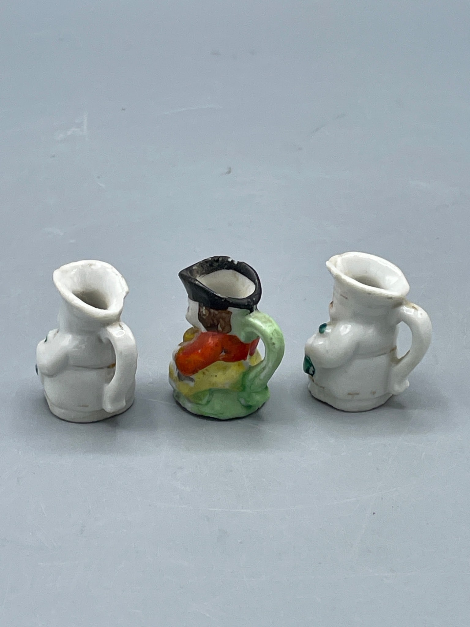3 Miniature Ceramic Figurine Pitchers Marked Japan - 2