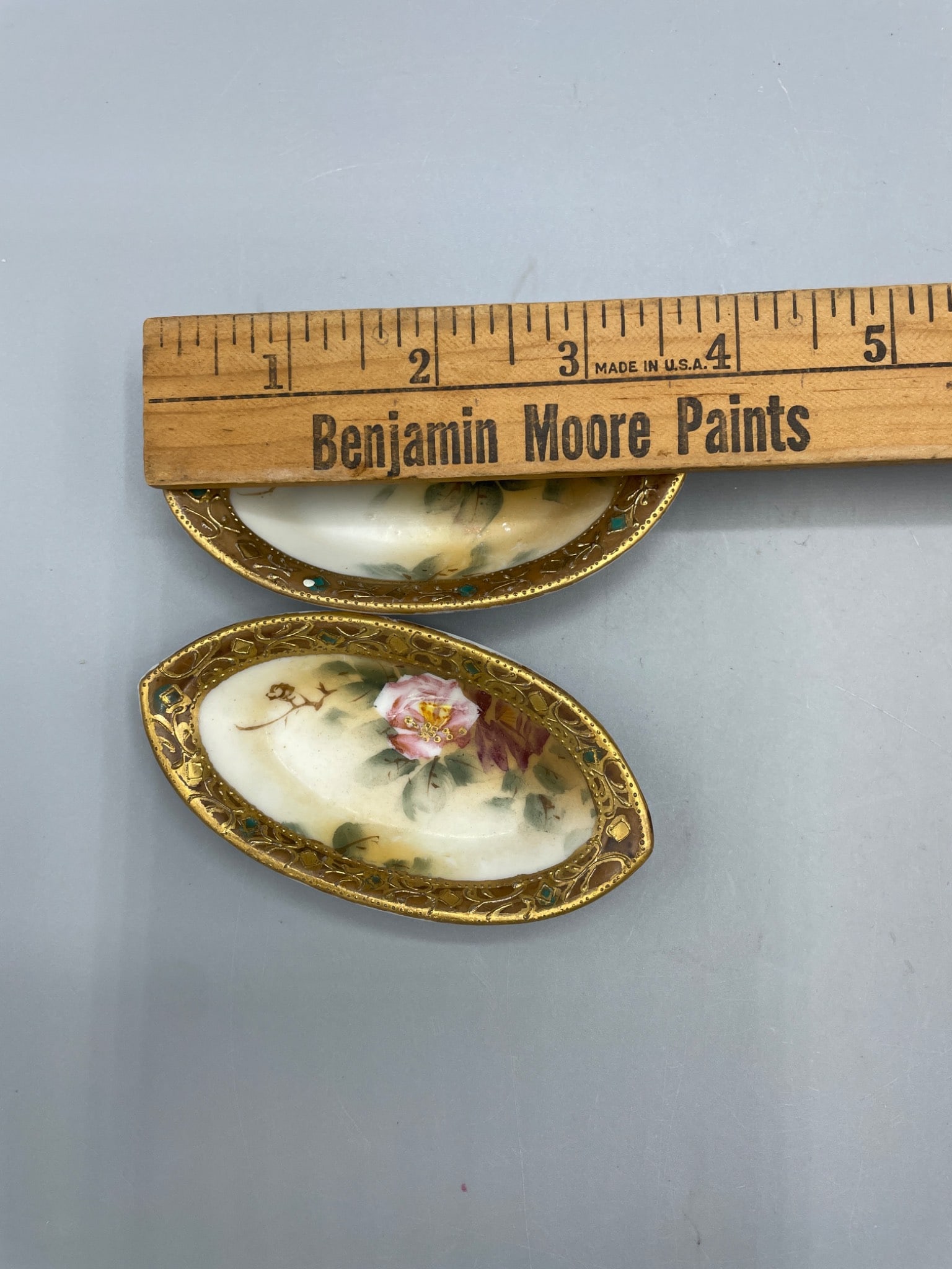 Hand-Painted Nippon Decorative Dishes with Floral Designs and Gold Detailing - 7