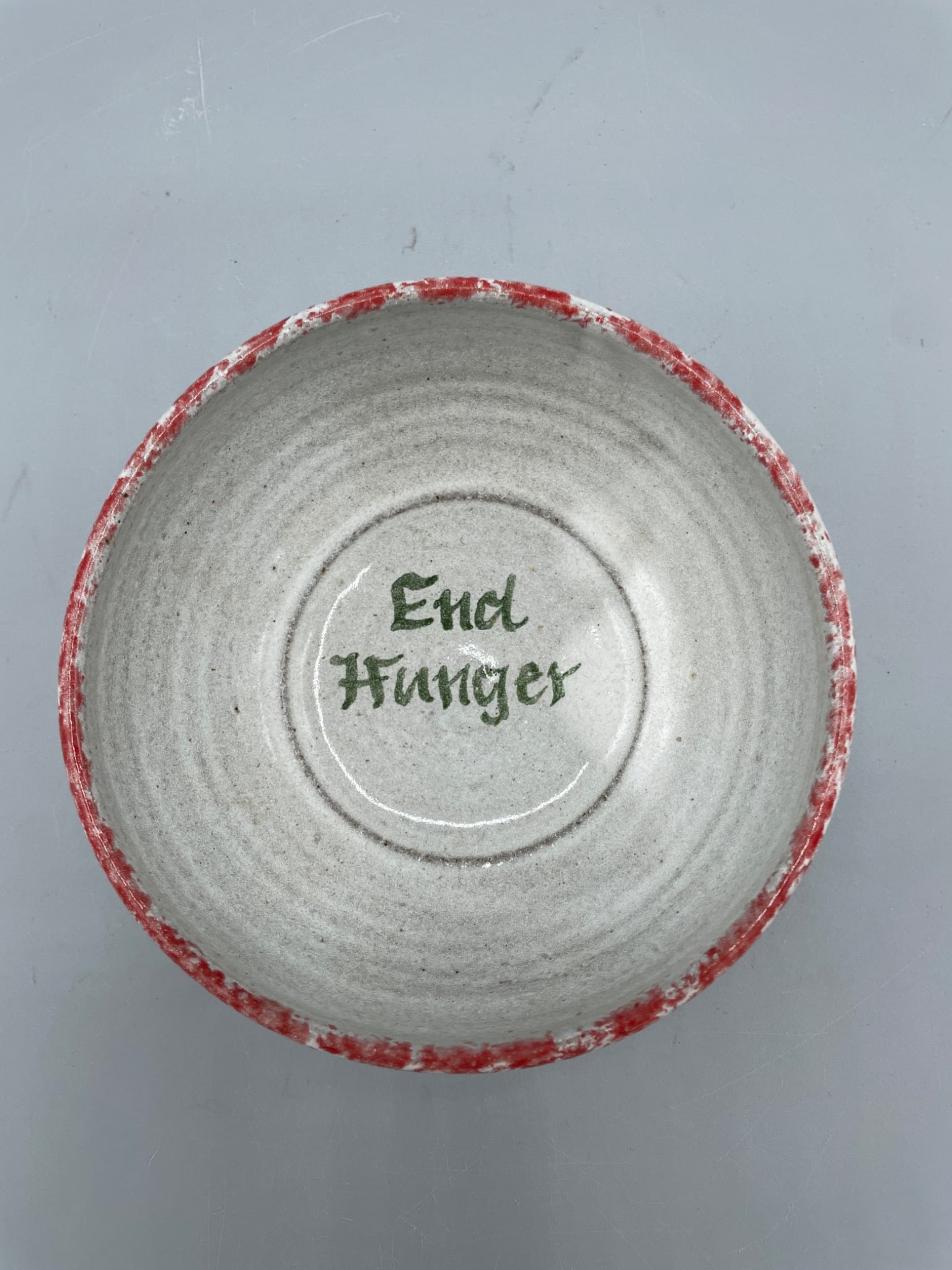 Owens Pottery Bowl with 'End Hunger' Inscription, Seagrove, NC - 2