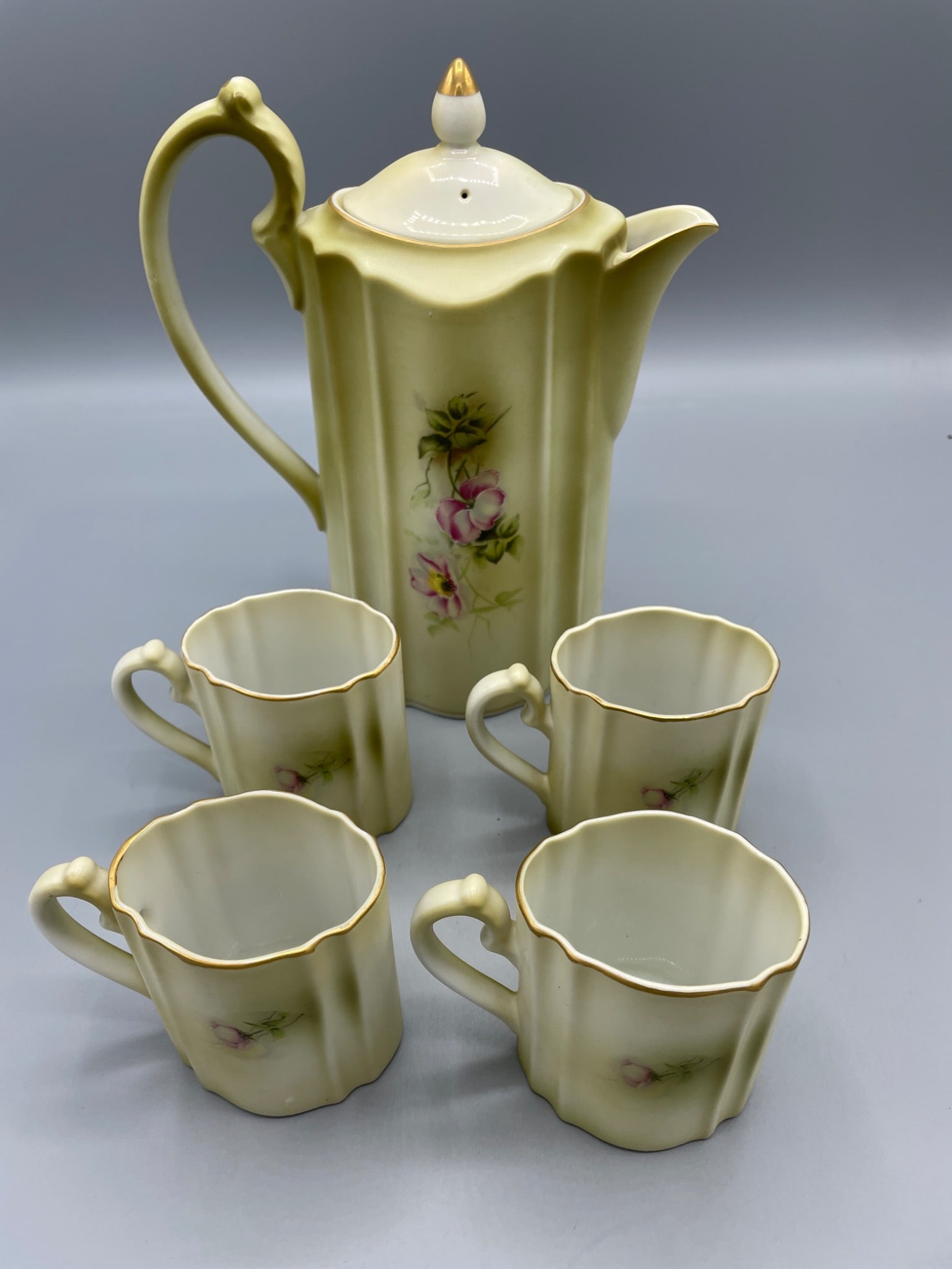 Nippon Hand-Painted Coffee Set With One Pot and Four Cups, Brand New - 2