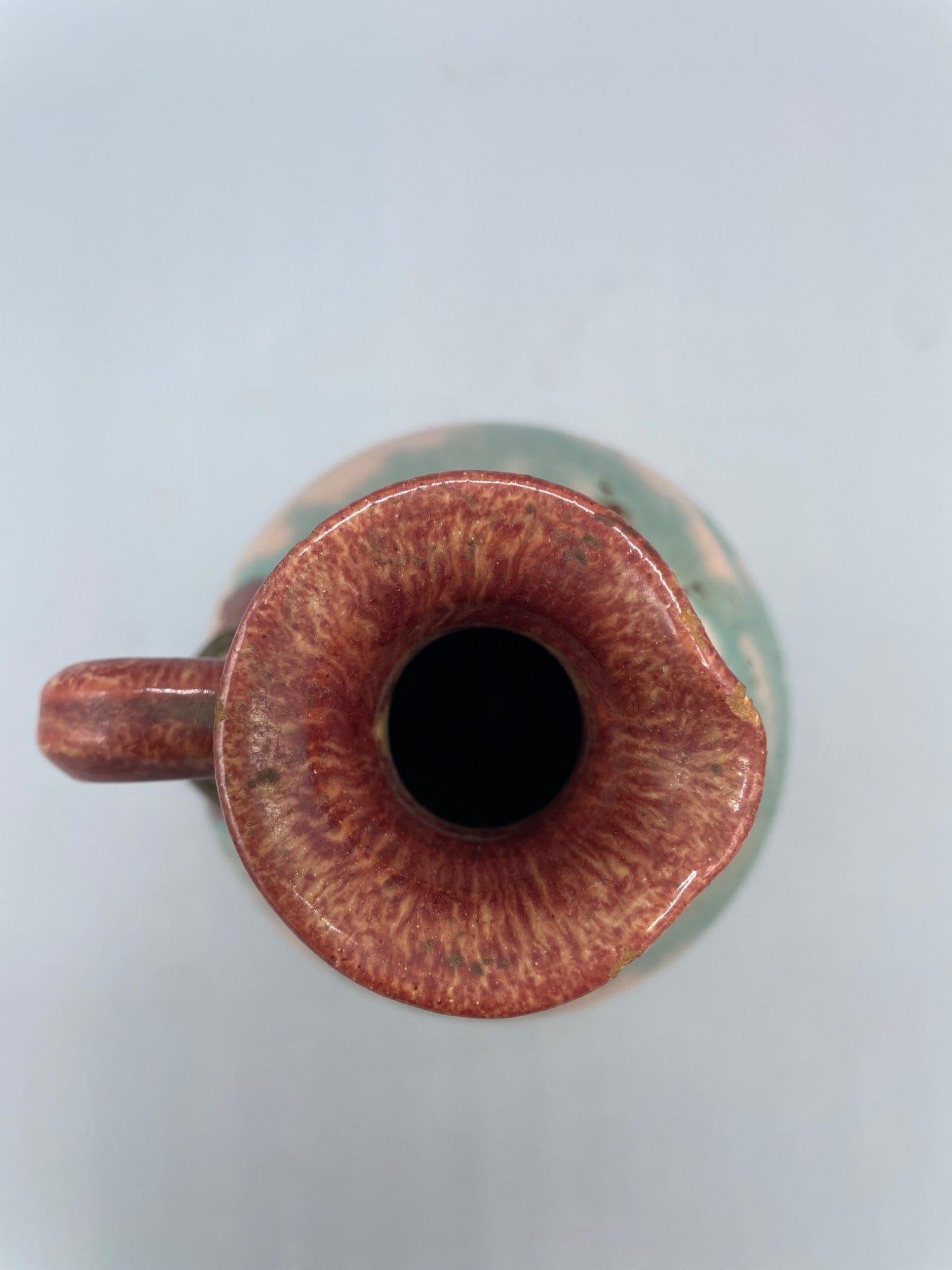 Ceramic Pitcher with Multicolored Glaze and Handle, Approx. 8 Inches Tall - 3