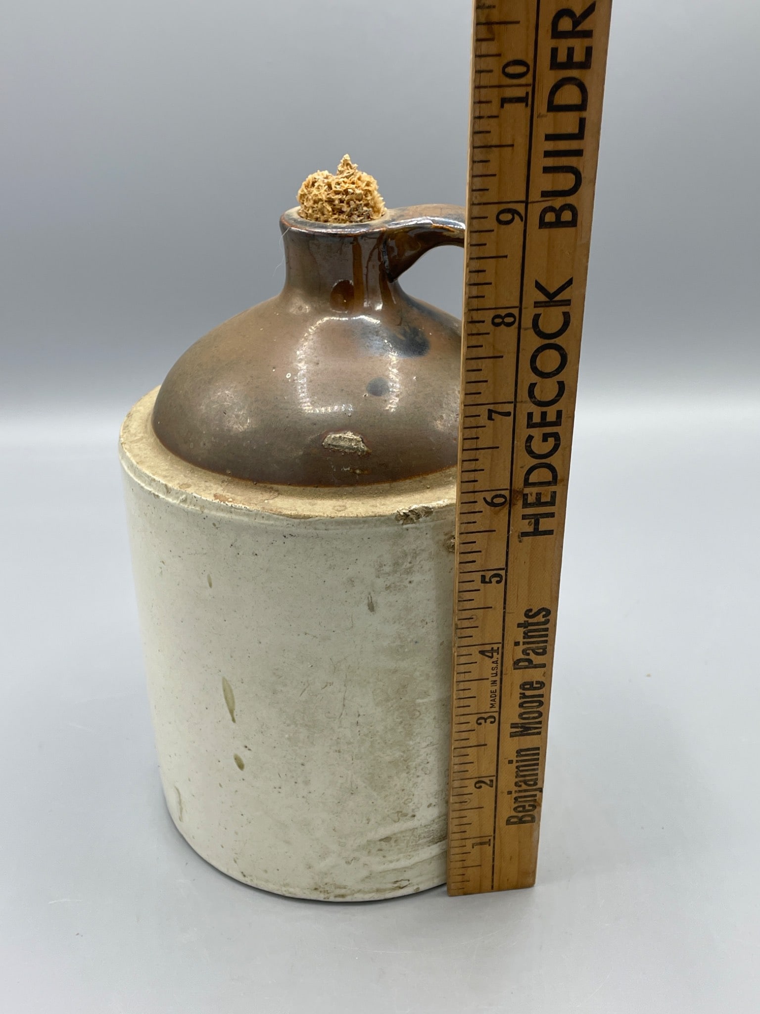 Stoneware Jug With Cork Stopper And Brown Glaze Top 8.5 Inches Tall - 5