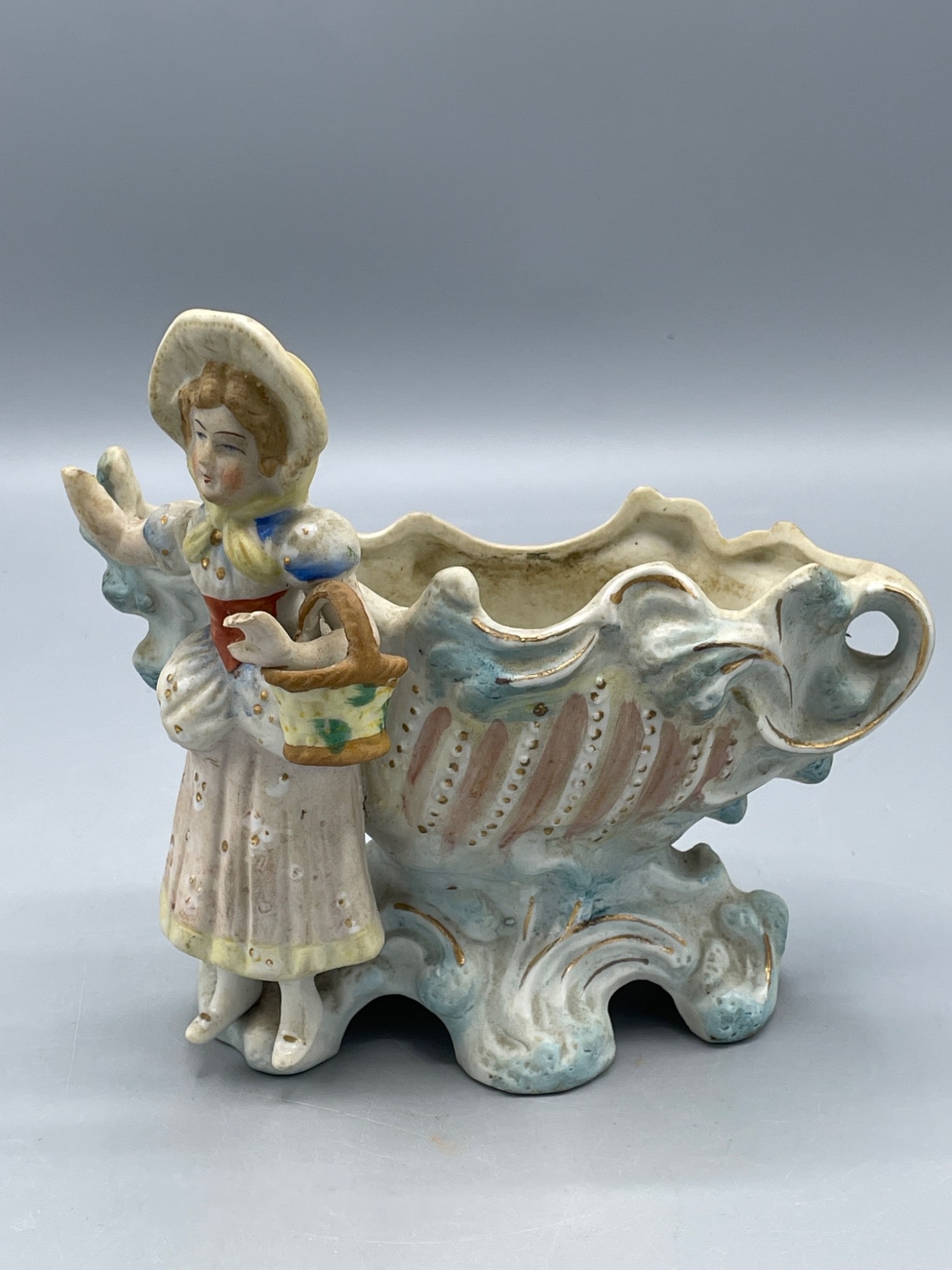 Ceramic Figurine-Style Dish with Woman Figure, Marked Japan (1 of 7)