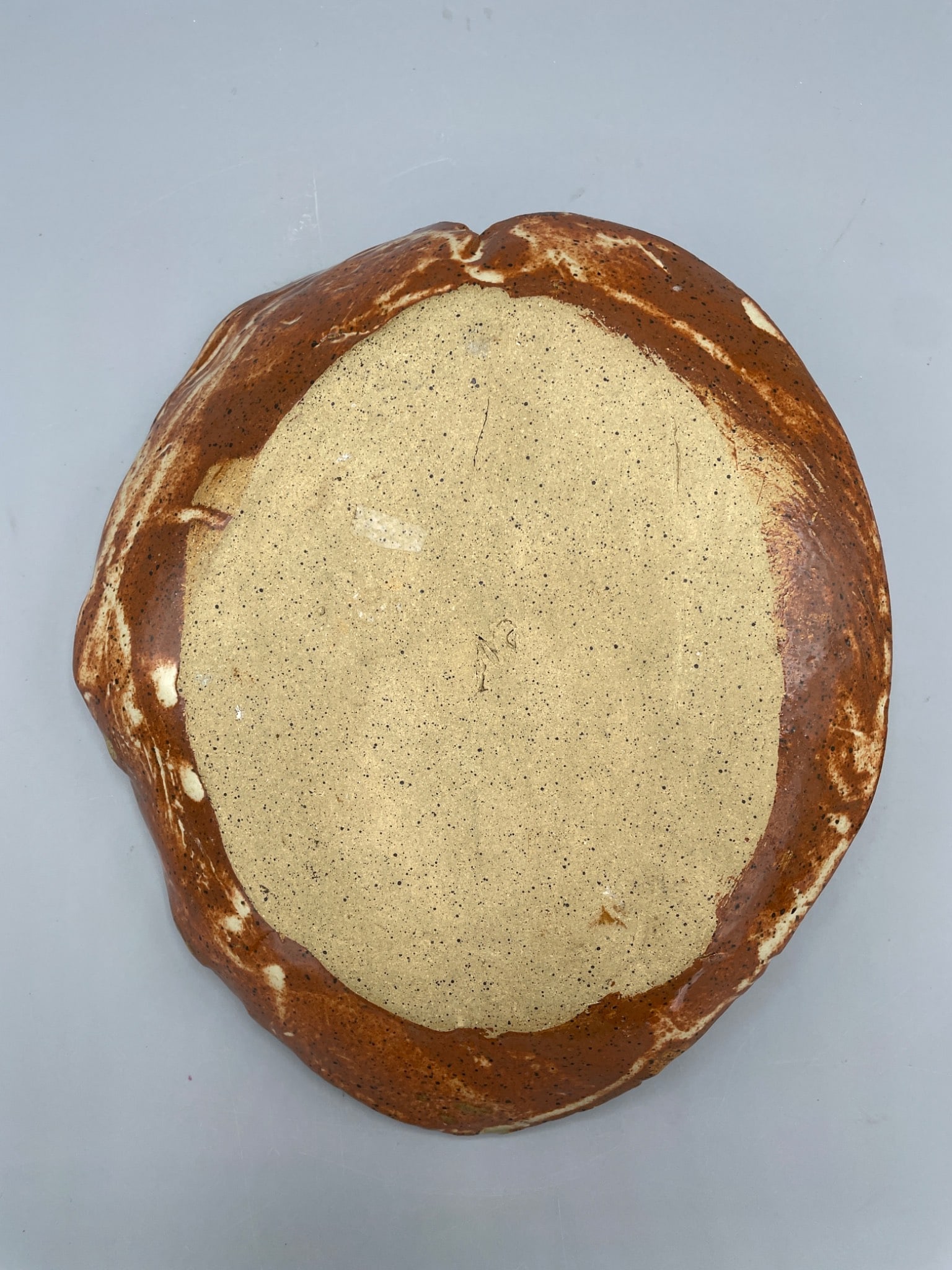 Hand-Formed Ceramic Dish With Leaf Design and Maker's Mark - 4