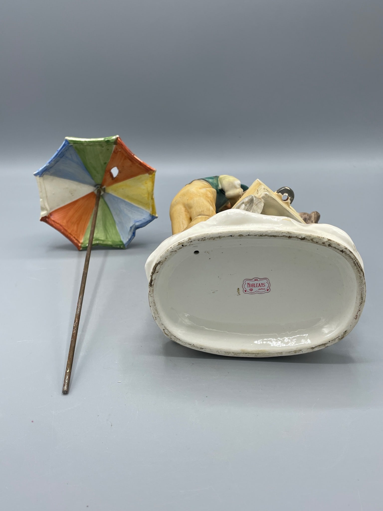 Norleans Japan Ceramic Figurine with Umbrella and Child, Approx. 9 Inches - 5