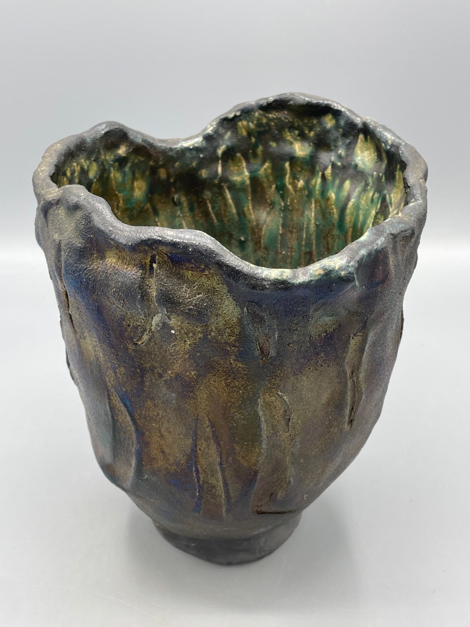 Handcrafted Ceramic Vessel with Iridescent Glaze - 2